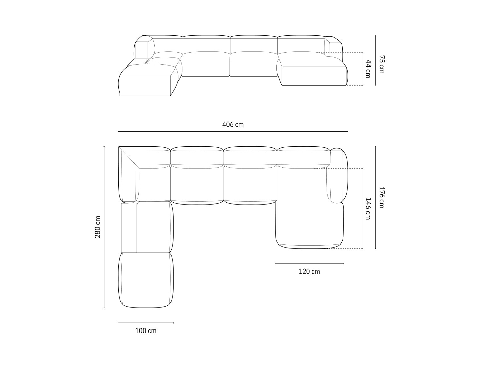 Modernes, modulares Ecksofa Martina in ansprechendem Ziegelrot, perfekt für gemütliche Wohnzimmer. Flexibles Design für individuelle Raumgestaltungen.