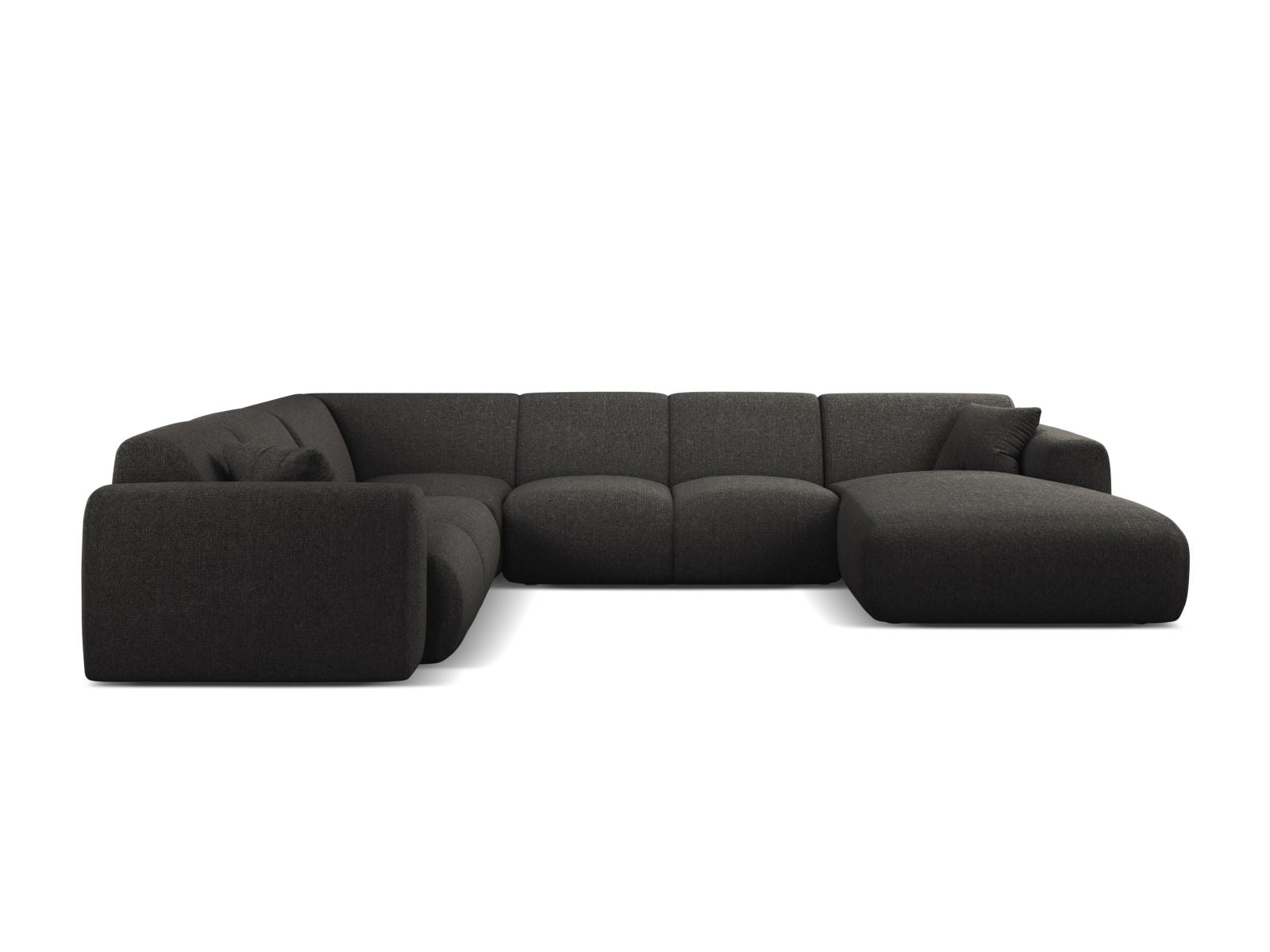 Elegantes 6-Sitzer Ecksofa Molino in Anthrazit, ideal für moderne Wohnräume, bietet Komfort und Stil in einer modularen Form.
