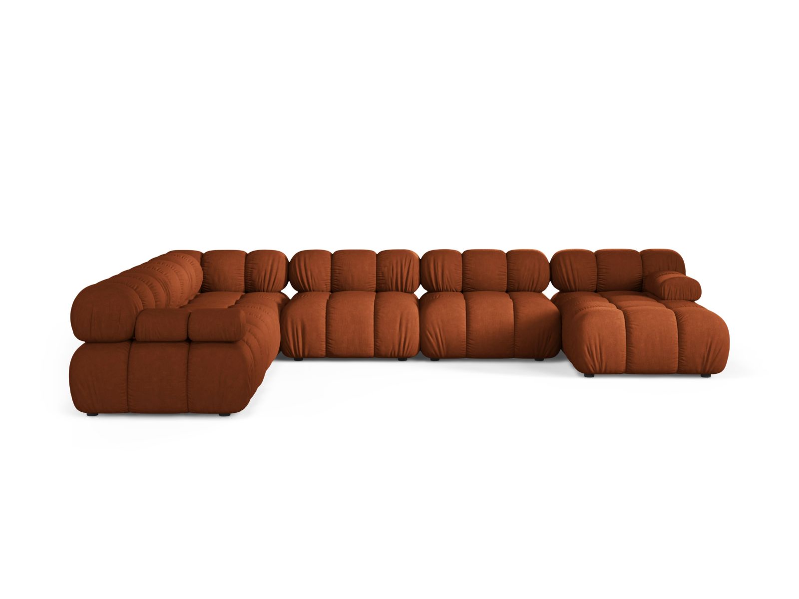 Elegantes 8-Sitzer Ecksofa Panoramic links Bellis in Brick-Liberty, ideal für stilvolle Wohnräume, von Micadoni.