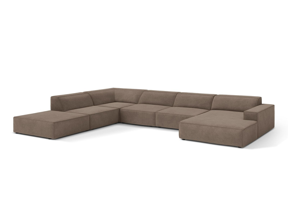 7-Sitzer Modular Ecksofa Panoramic links Jodie in Cappuccino-Liberty präsentiert im Onlineshop von KAQTU Design AG. Ecksofa links ist von Micadoni