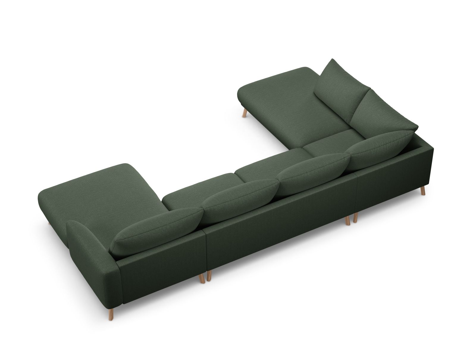 Elegantes 6-Sitzer Ecksofa links Panoramic Naomi in luxuriösem Moss Green-Liberty, ideal für entspannte Abende und modernes Wohndesign.
