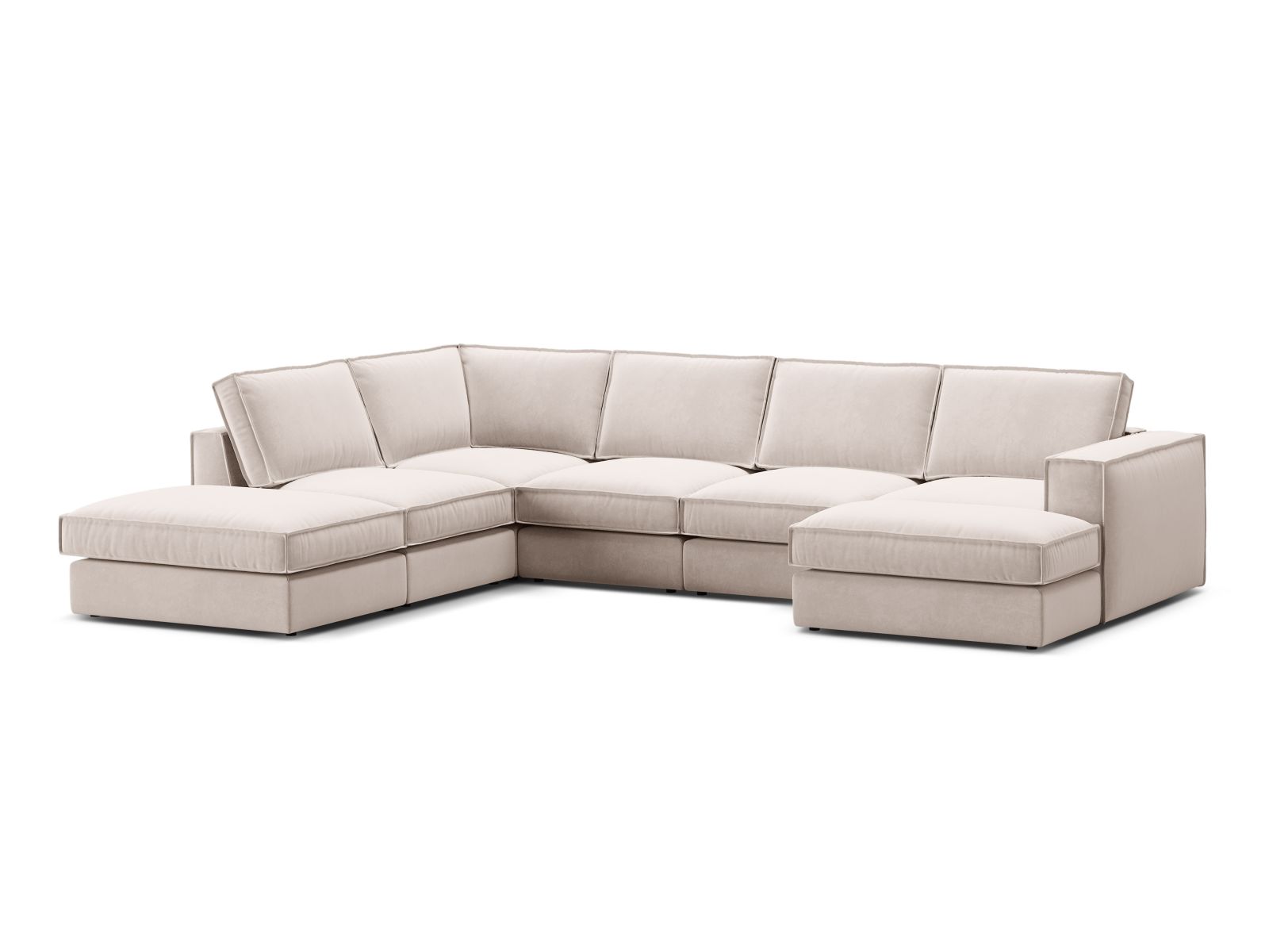 Beige 5-Sitzer Ecksofa Panoramic links Pola von Micadoni, modern und stilvoll, ideal für gemütliche Wohnräume.