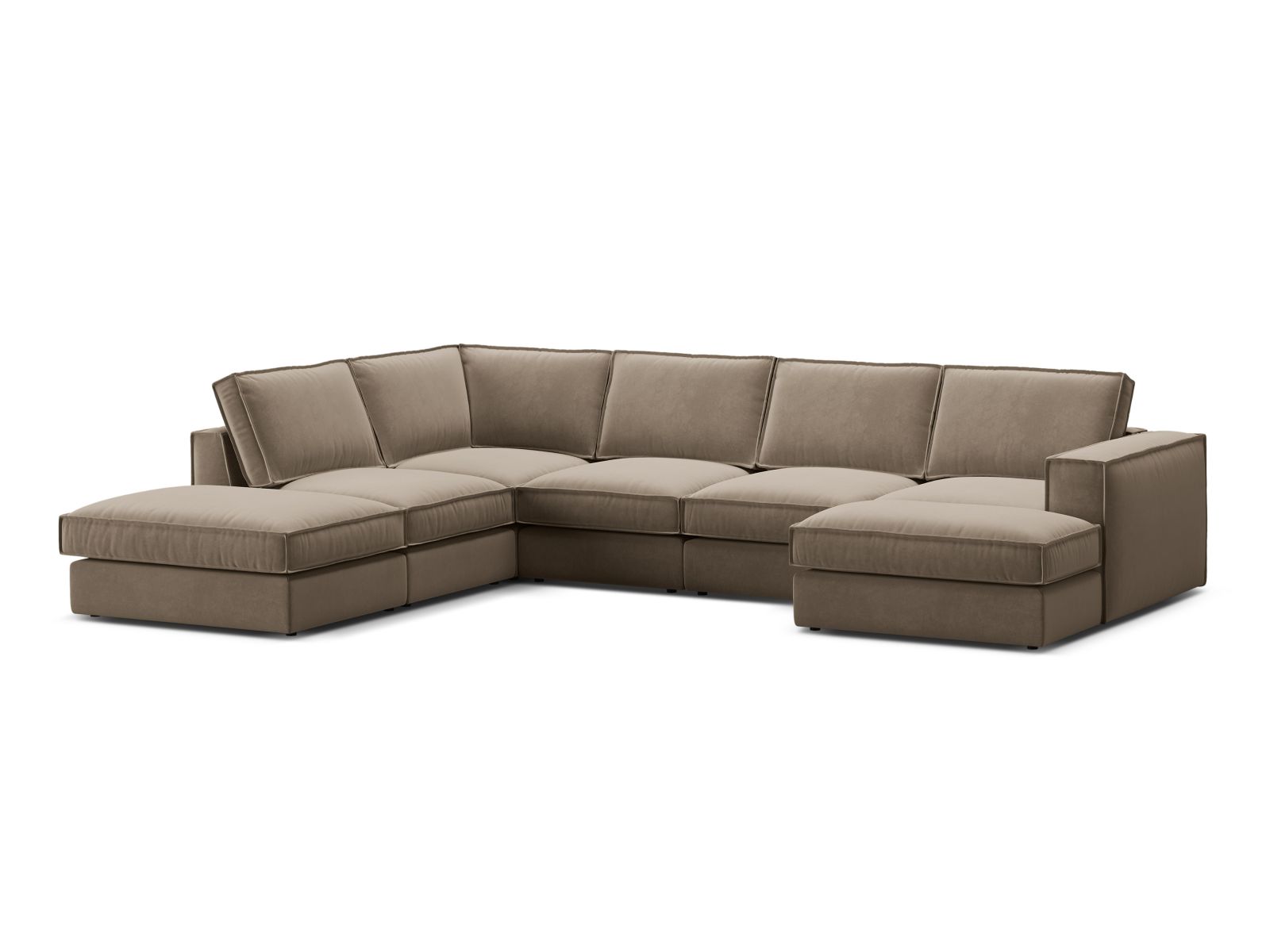 Elegantes 5-Sitzer Ecksofa Panoramic links in Grau-Braun von Micadoni, ideal für stilvolle Wohnräume und gemütliche Abende.