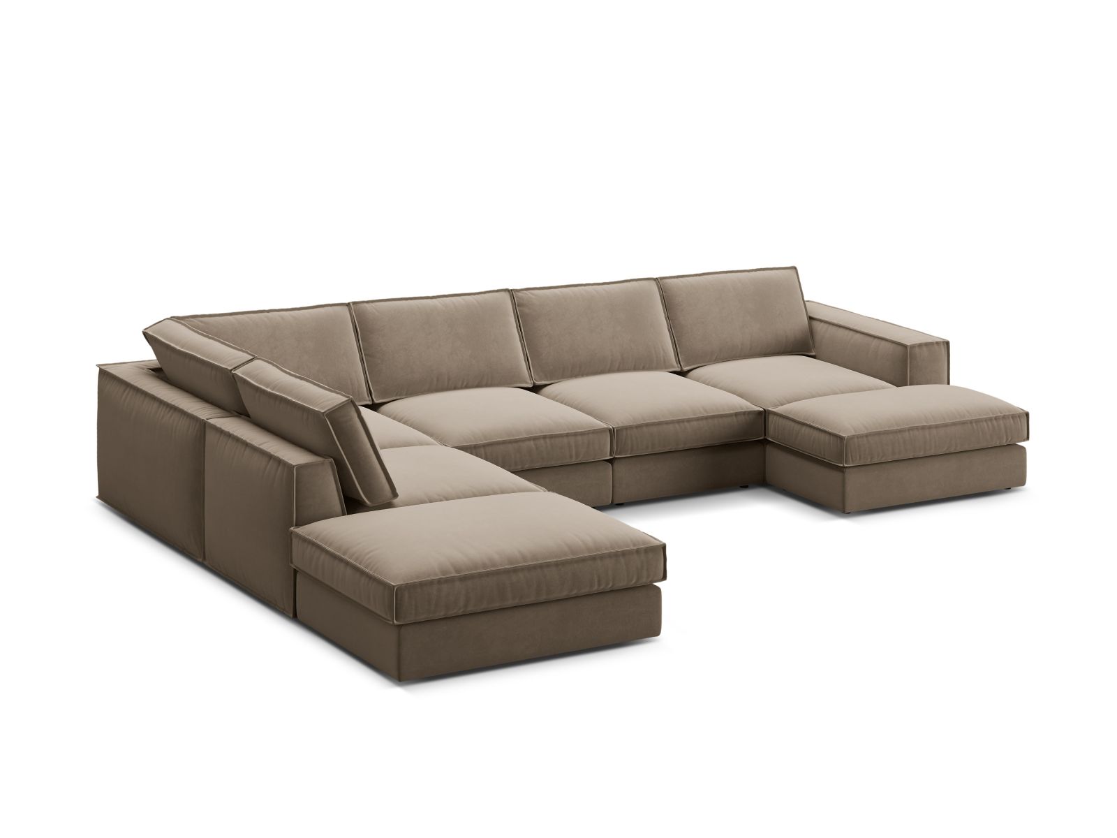 Elegantes 5-Sitzer Ecksofa Panoramic links in Grau-Braun von Micadoni, ideal für gemütliche Abende und stilvolle Einrichtung.