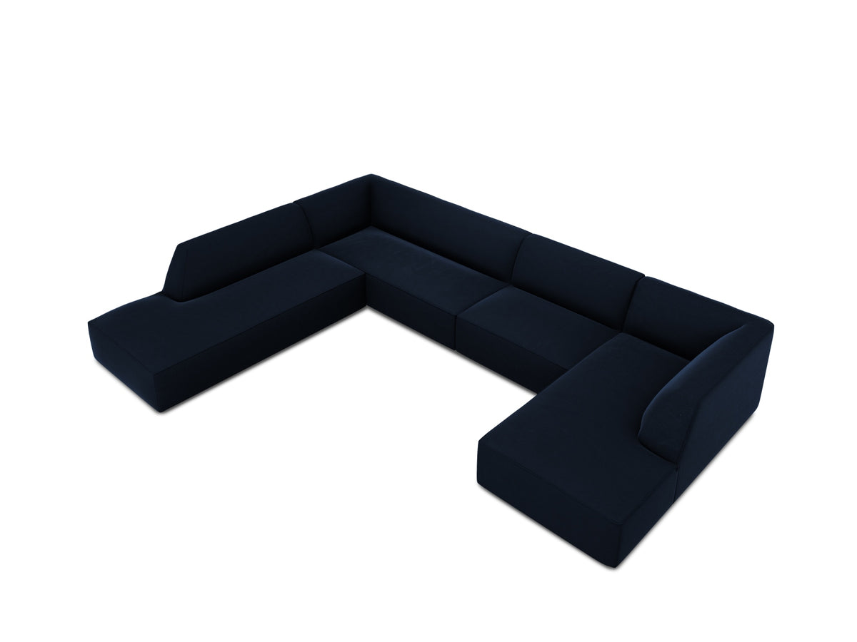 Ruby Velour Panoramic Ecksofa links 7 Sitzer in Royal Blue-Salvador präsentiert im Onlineshop von KAQTU Design AG. Ecksofa links ist von Micadoni