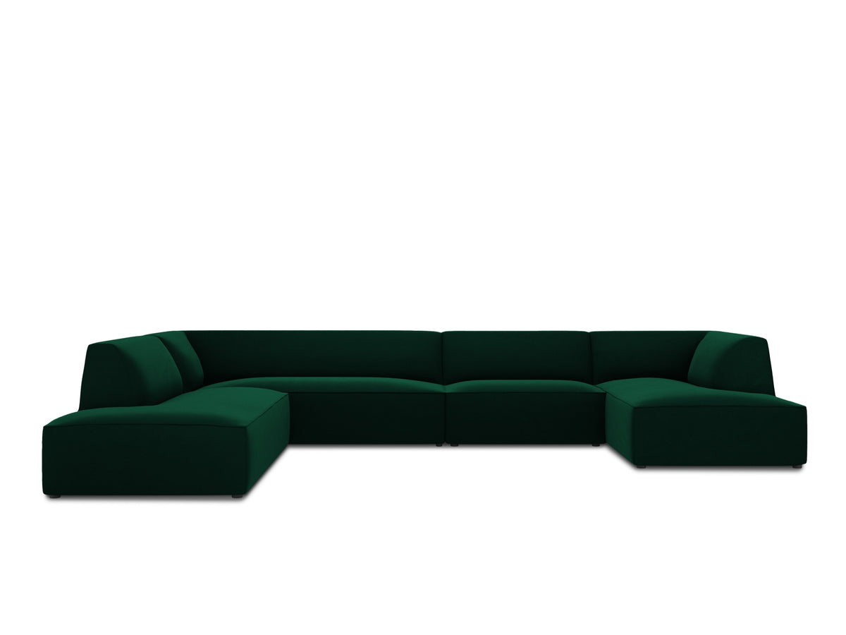 Ruby Velour Panoramic Ecksofa links 7 Sitzer in Bottle Green-Salvador präsentiert im Onlineshop von KAQTU Design AG. Ecksofa links ist von Micadoni