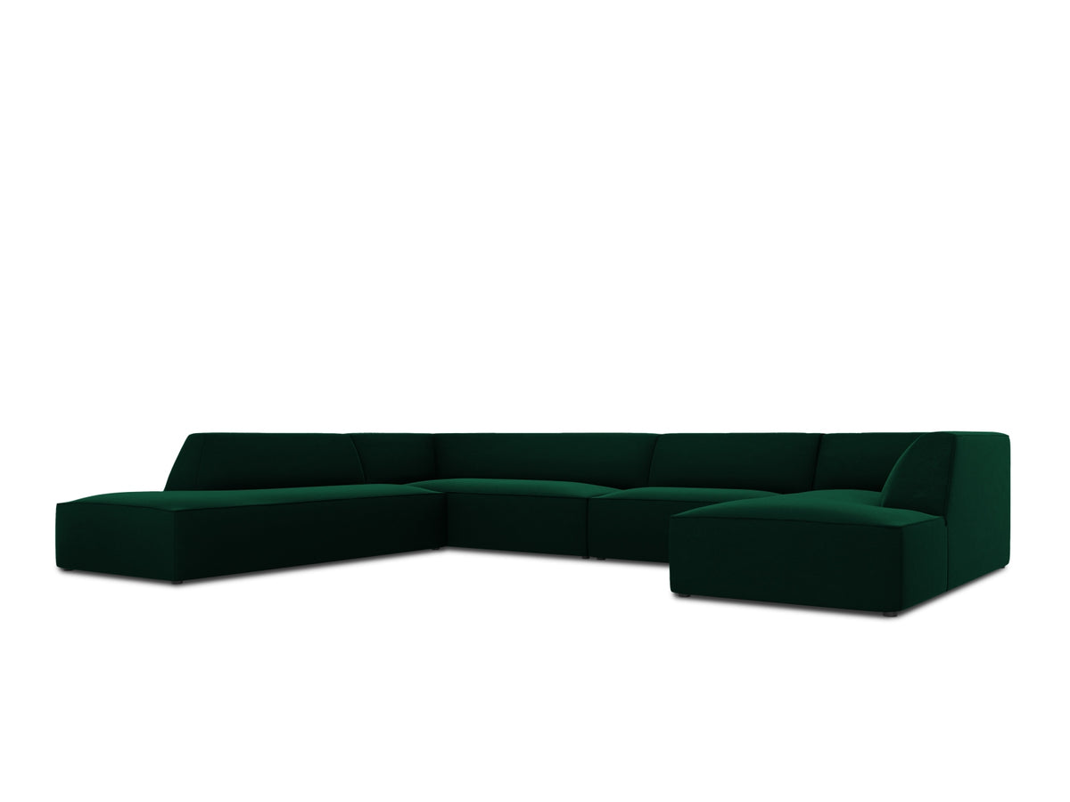 Ruby Velour Panoramic Ecksofa links 7 Sitzer in Bottle Green-Salvador präsentiert im Onlineshop von KAQTU Design AG. Ecksofa links ist von Micadoni