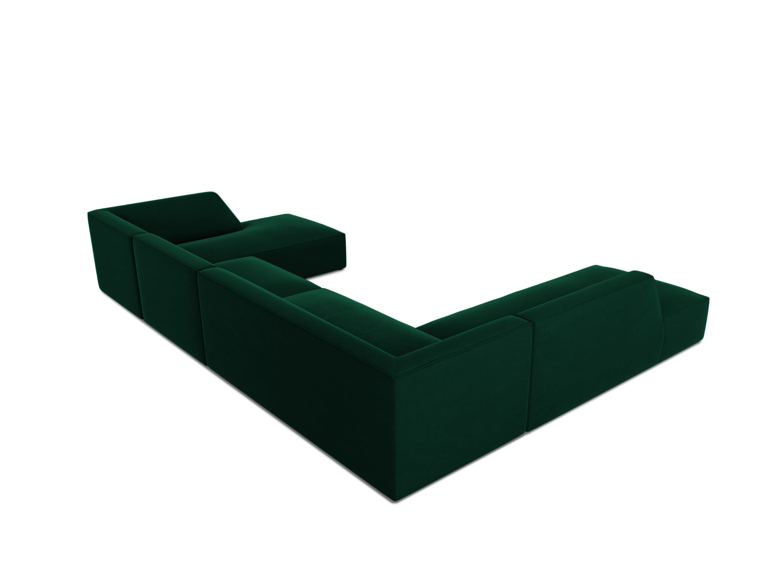 Elegantes 7-Sitzer Ecksofa in hochwertigem Ruby Velour, linksseitig, ideal für stilvolle Wohnräume und gesellige Abende.