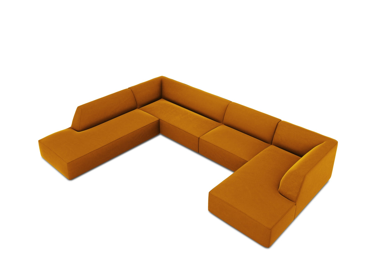 Ruby Velour Panoramic Ecksofa links 7 Sitzer in Yellow-Salvador präsentiert im Onlineshop von KAQTU Design AG. Ecksofa links ist von Micadoni