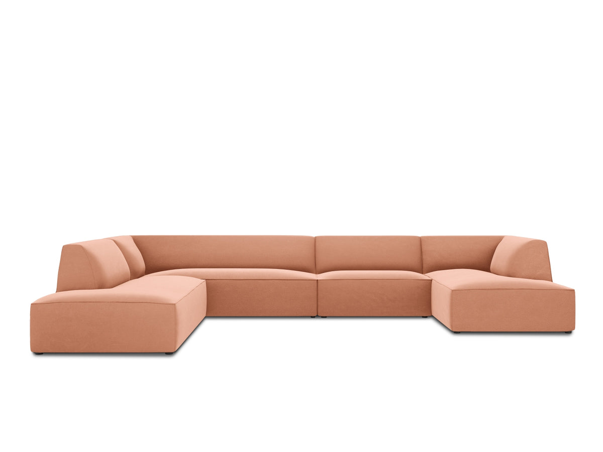 Ruby Velour Panoramic Ecksofa links 7 Sitzer in Pink-Salvador präsentiert im Onlineshop von KAQTU Design AG. Ecksofa links ist von Micadoni