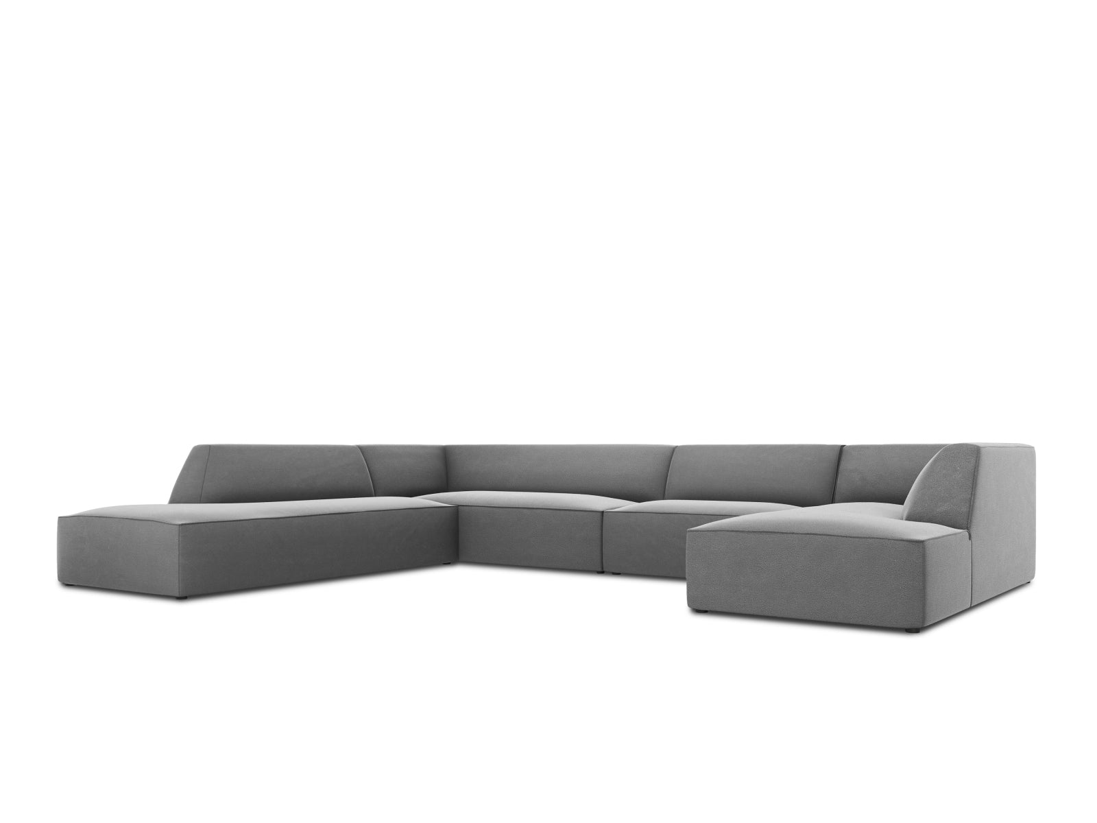 Elegantes 7-Sitzer Ecksofa in Ruby Velour, linksseitig, ideal für stilvolle Wohnräume und gemütliche Zusammenkünfte.