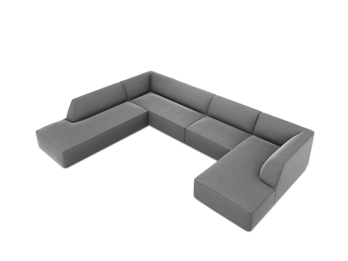 Ruby Velour Panoramic Ecksofa links 7 Sitzer in Grey-Salvador präsentiert im Onlineshop von KAQTU Design AG. Ecksofa links ist von Micadoni