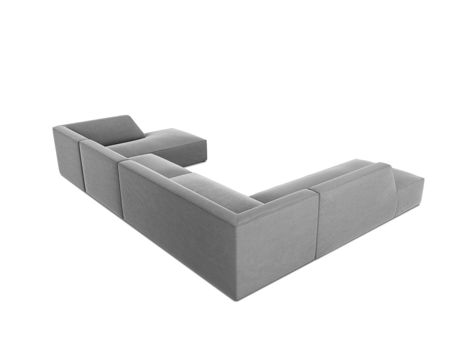 Elegantes 7-Sitzer Ecksofa in hochwertigem Ruby Velour, linksseitig, ideal für stilvolle Wohnräume und entspannte Zusammenkünfte.