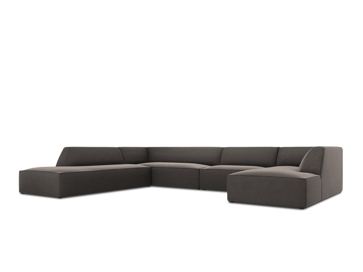 Ruby Velour Panoramic Ecksofa links 7 Sitzer in Dark Grey-Salvador präsentiert im Onlineshop von KAQTU Design AG. Ecksofa links ist von Micadoni
