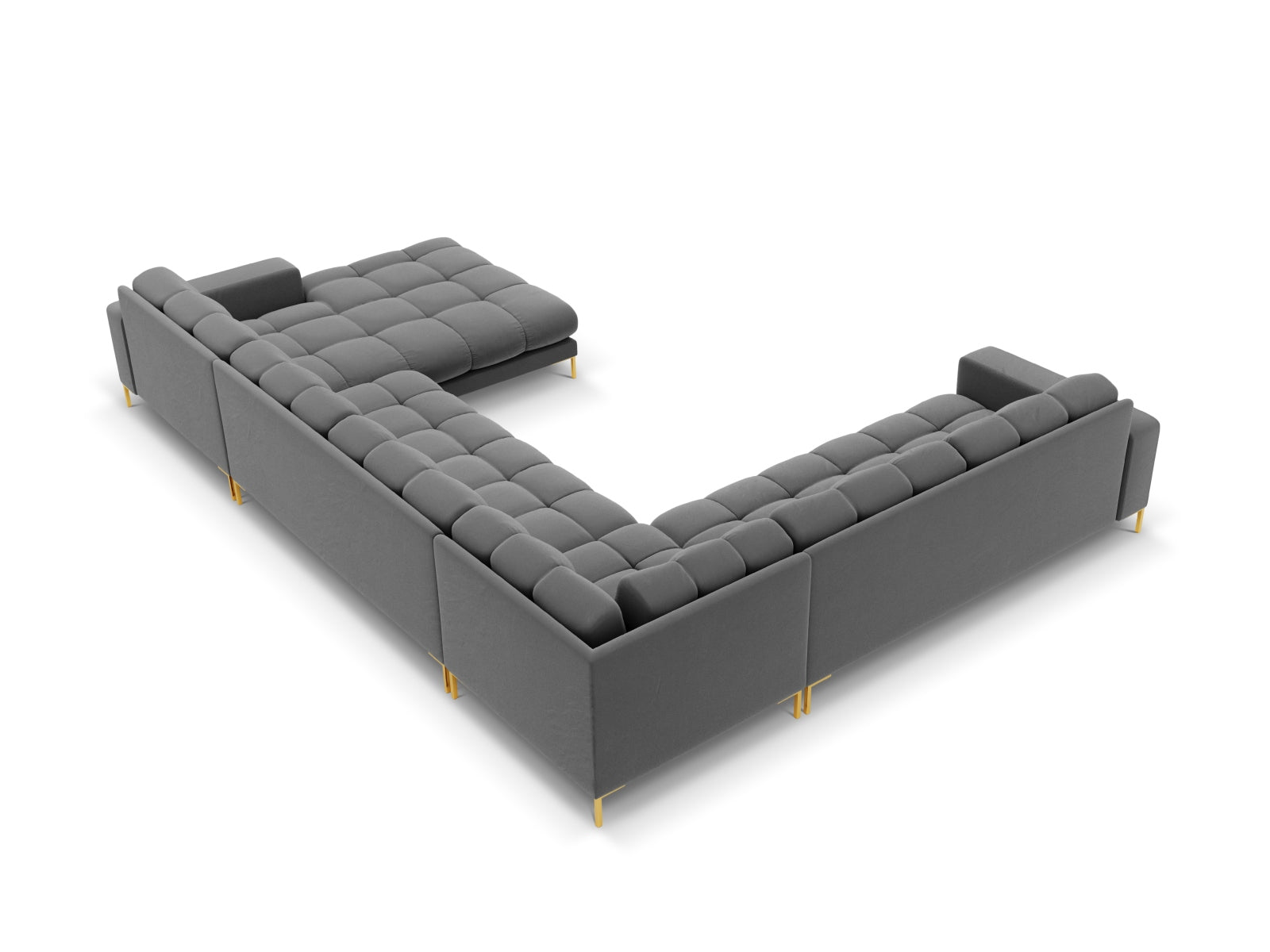 Entdecken Sie das Mamaia Velour Panoramic Ecksofa links von Micadoni – ein elegantes 7-Sitzer Sofa, das Komfort und modernes Design vereint.