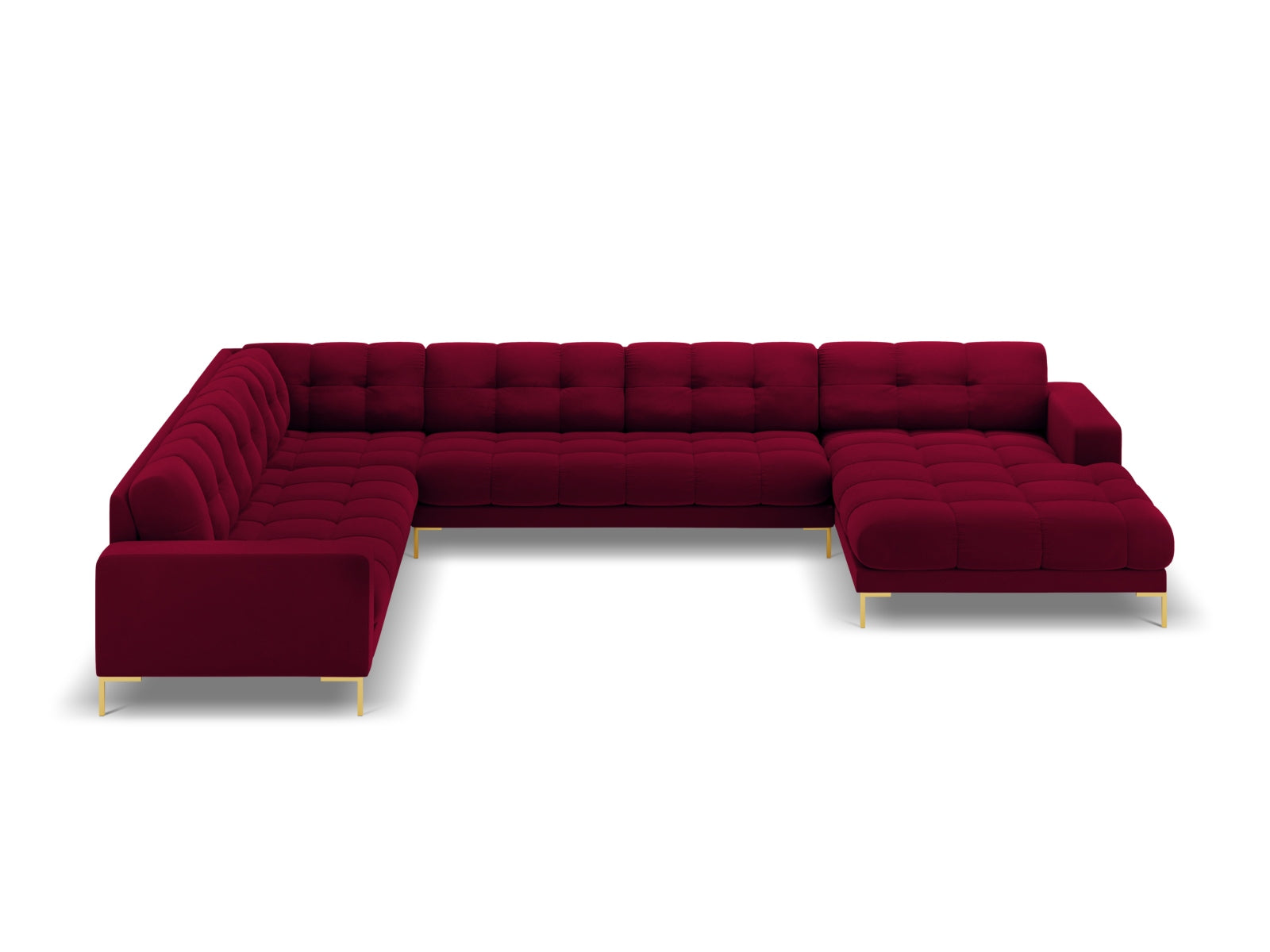 Erleben Sie das Mamaia Velour Panoramic Ecksofa links von Micadoni – ein luxuriöses 7-Sitzer Sofa, das Komfort und Stil in Ihr Zuhause bringt.