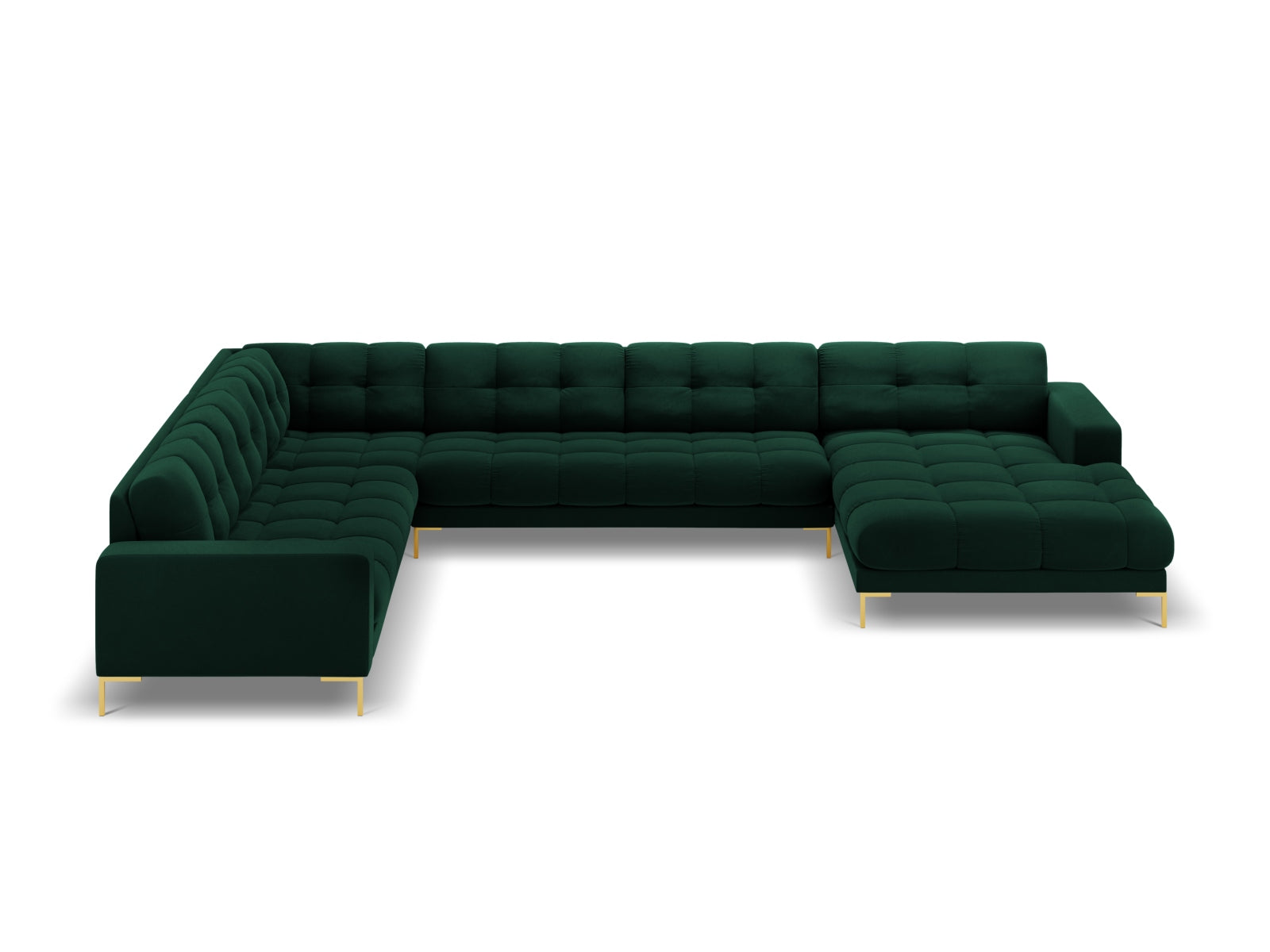 Erleben Sie das Mamaia Velour Panoramic Ecksofa links von Micadoni – ein luxuriöses 7-Sitzer Sofa, das modernen Komfort und elegantes Design vereint.