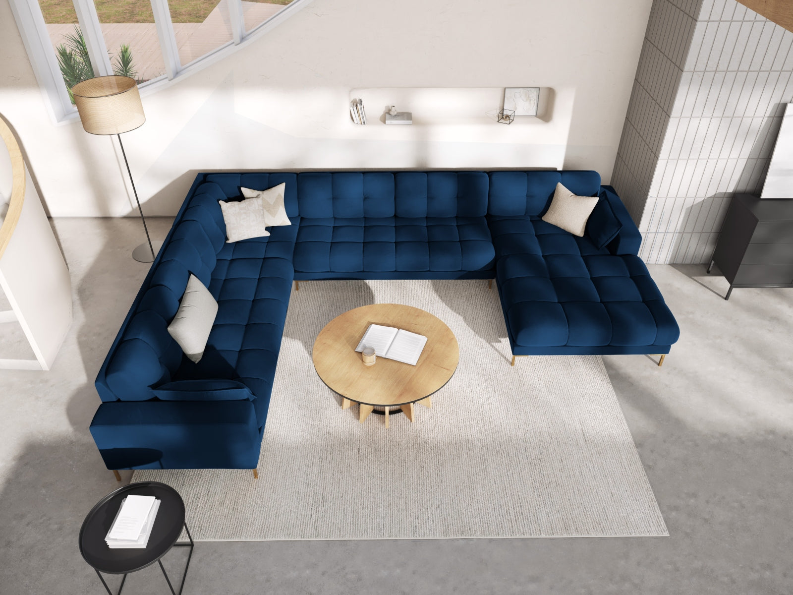 Entdecken Sie das Mamaia Velour Panoramic Ecksofa links von Micadoni – ein elegantes 7-Sitzer Sofa, das Komfort und Stil in Ihr Wohnzimmer bringt.
