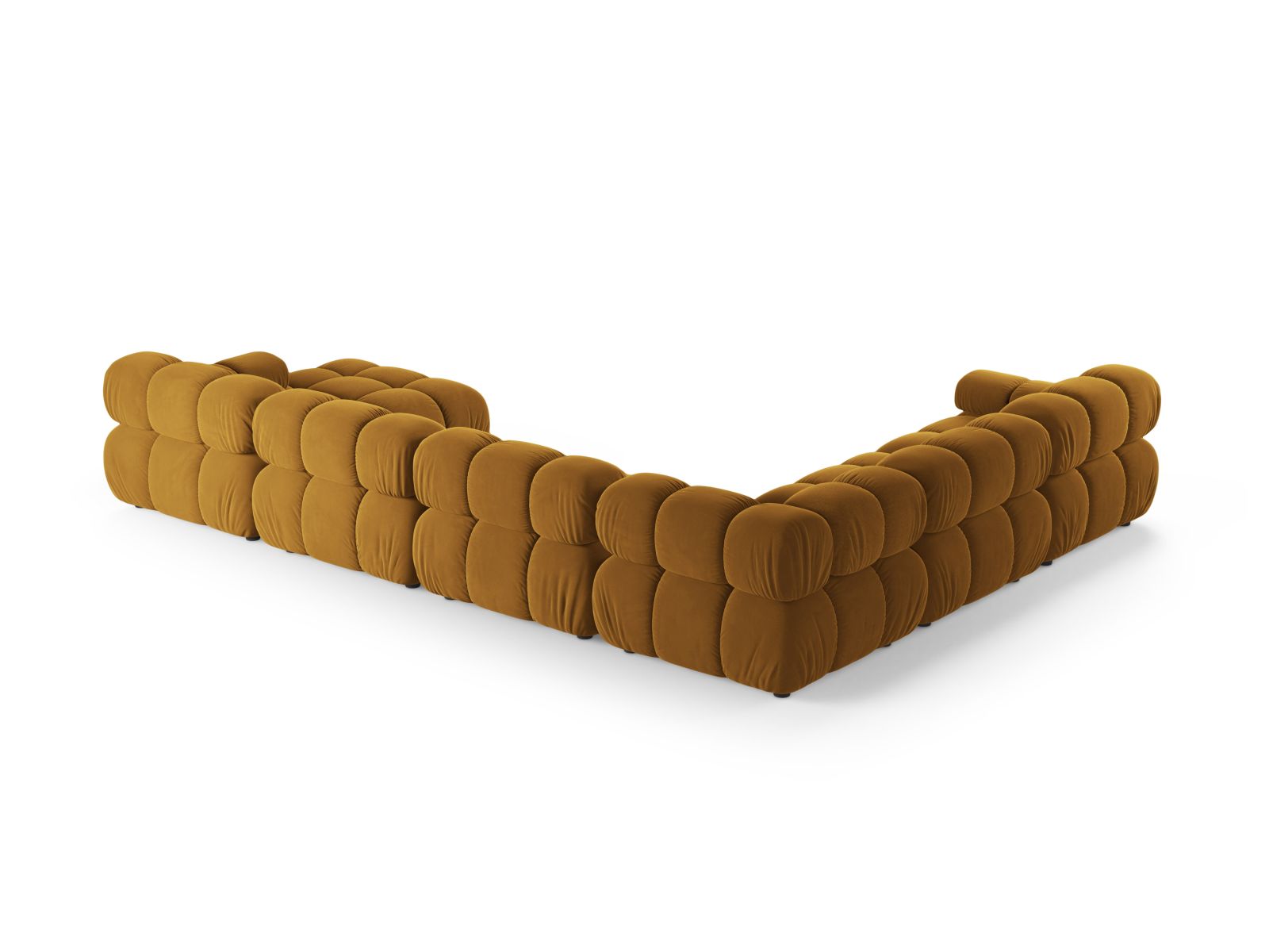 Elegantes 8-Sitzer Ecksofa Panoramic links in trendigem Gelb-Bluvel, perfekt für großzügige Wohnlandschaften von Micadoni.