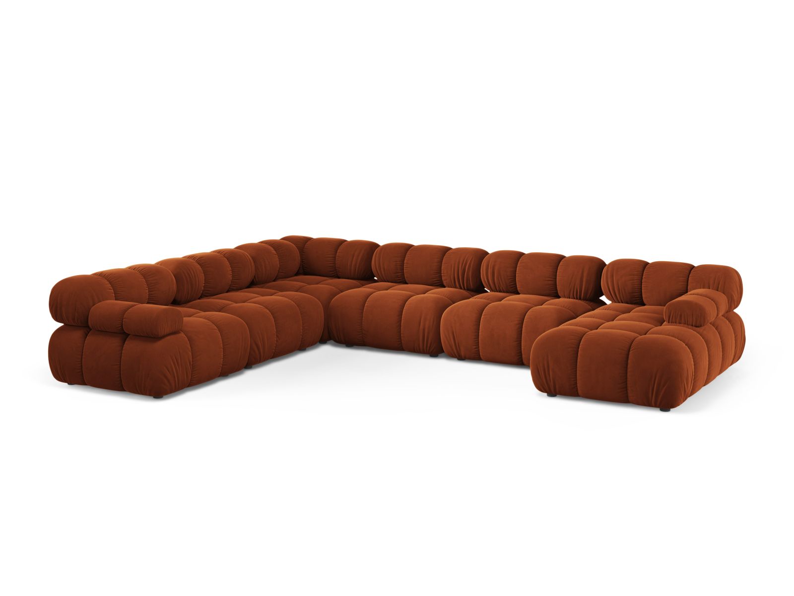 8-Sitzer Modular Ecksofa Panoramic links Bellis in Terracotta-Bluvel präsentiert im Onlineshop von KAQTU Design AG. Ecksofa links ist von Micadoni