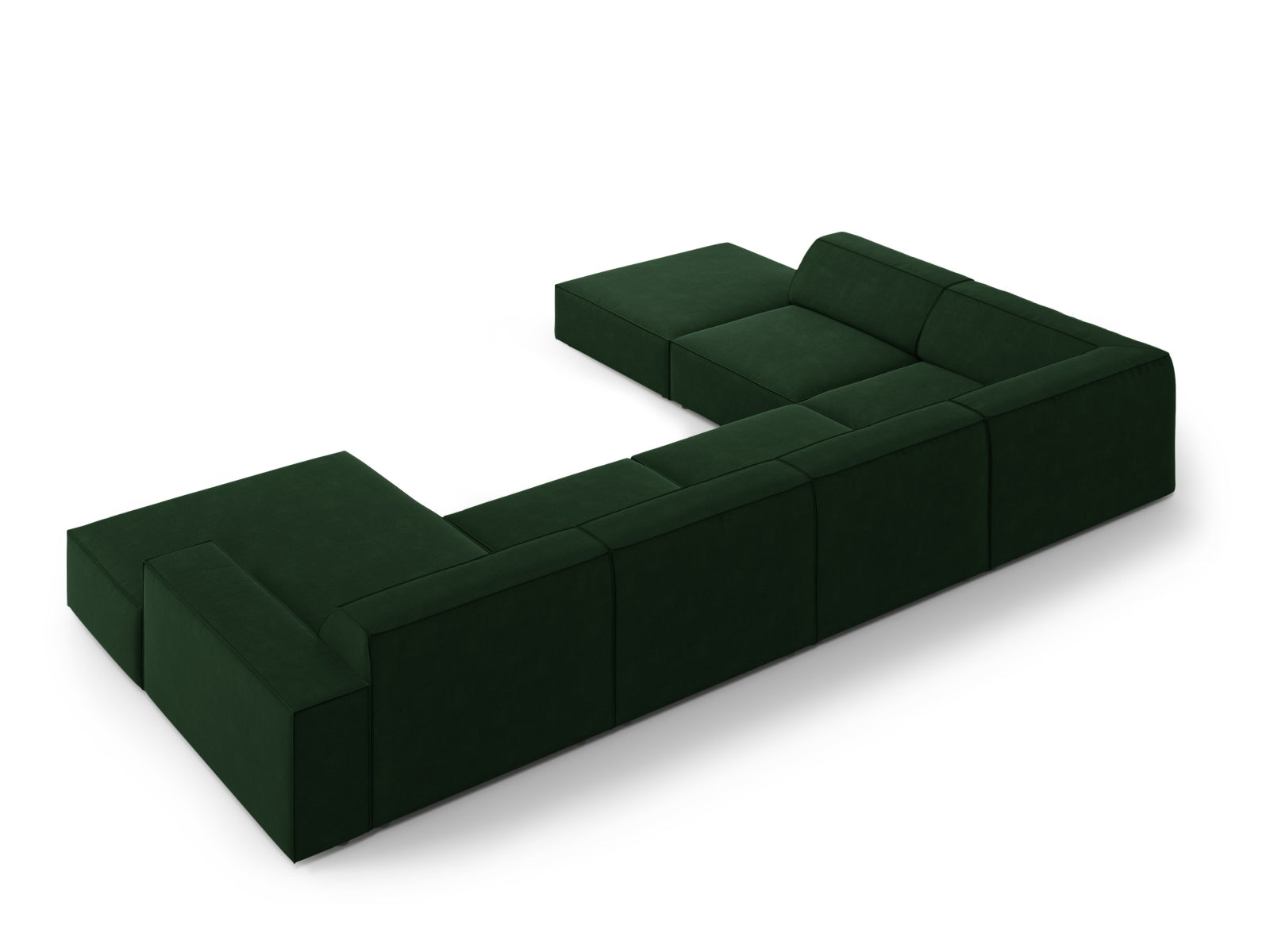 Jodie Velour modulares Panoramic Ecksofa links 7 Sitzer in Bottle Green-Bluvel präsentiert im Onlineshop von KAQTU Design AG. L-Sofa links ist von Micadoni