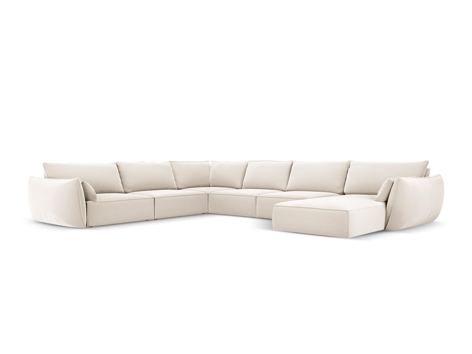 Kaelle Velour Panoramic Ecksofa links 8 Sitzer in Light Beige präsentiert im Onlineshop von KAQTU Design AG. Ecksofa links ist von Micadoni
