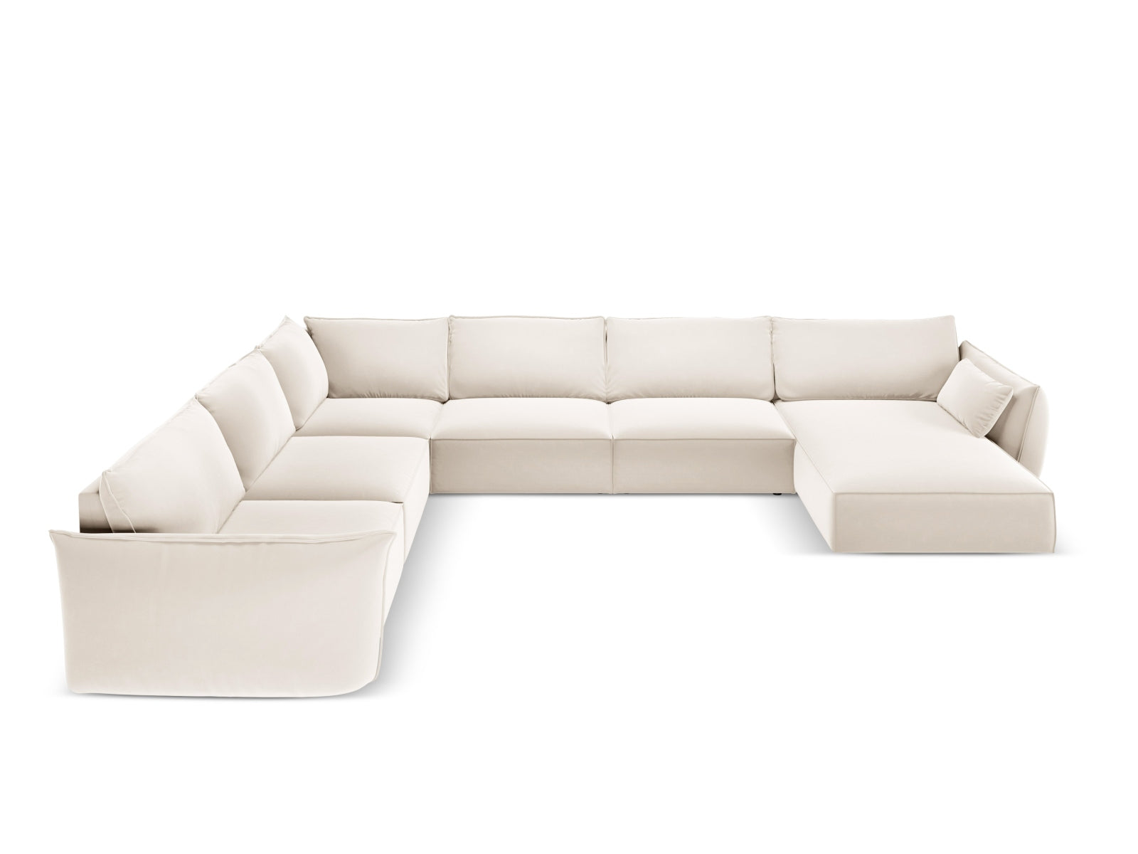 Luxuriöses 8-Sitzer Ecksofa Kaelle Velour von Micadoni. Elegantes Design, hoher Komfort und pflegeleichter Veloursstoff für Ihr Zuhause.