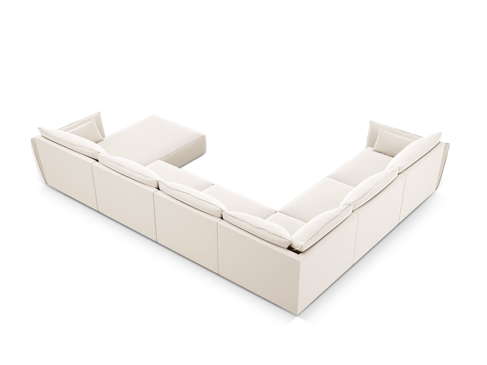 Kaelle Velour Panoramic Ecksofa links 8 Sitzer in Light Beige-Bluvel präsentiert im Onlineshop von KAQTU Design AG. Ecksofa links ist von Micadoni