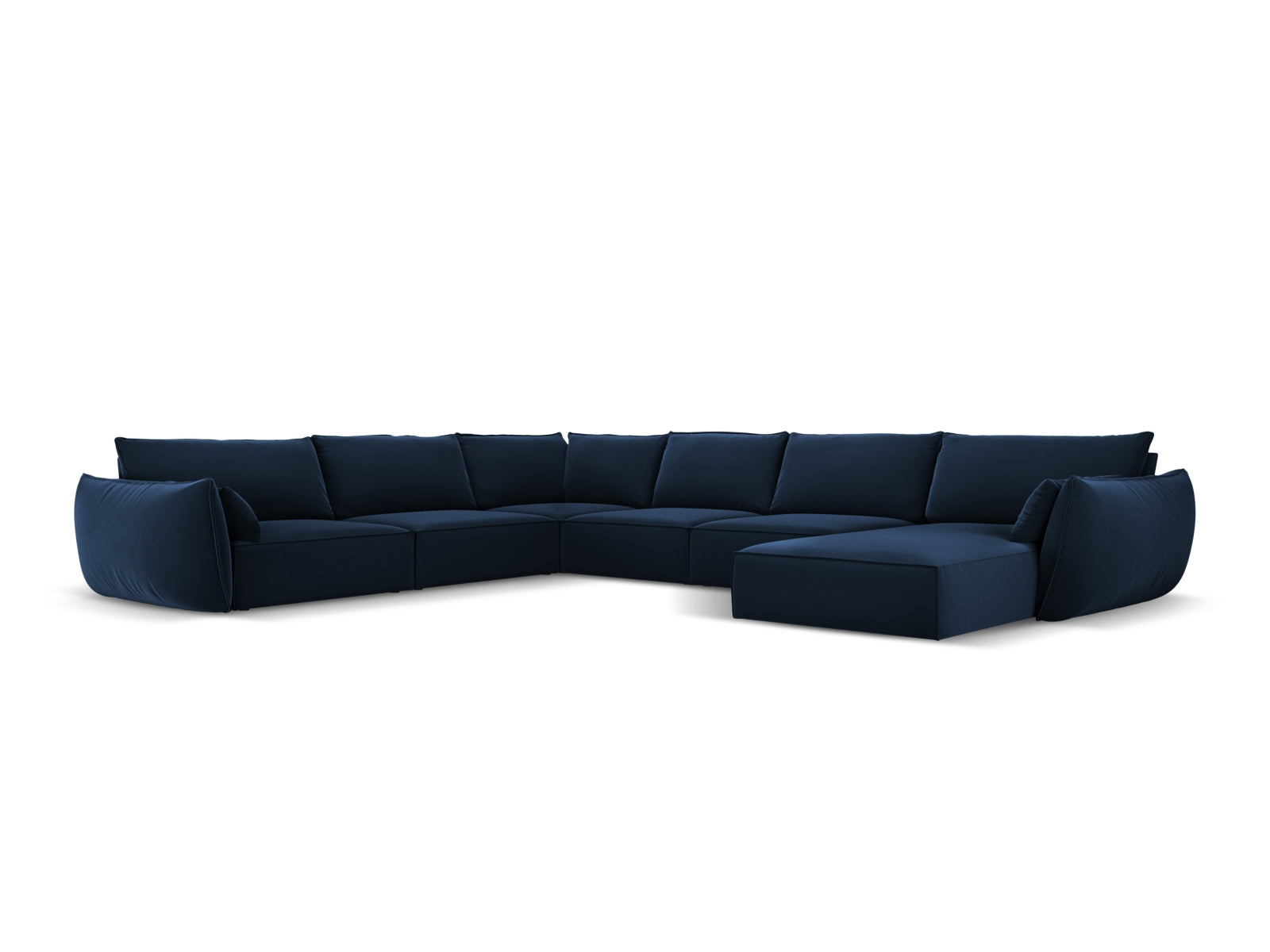 Kaelle Velour Panoramic Ecksofa links 8 Sitzer in Royal Blue-Bluvel präsentiert im Onlineshop von KAQTU Design AG. Ecksofa links ist von Micadoni