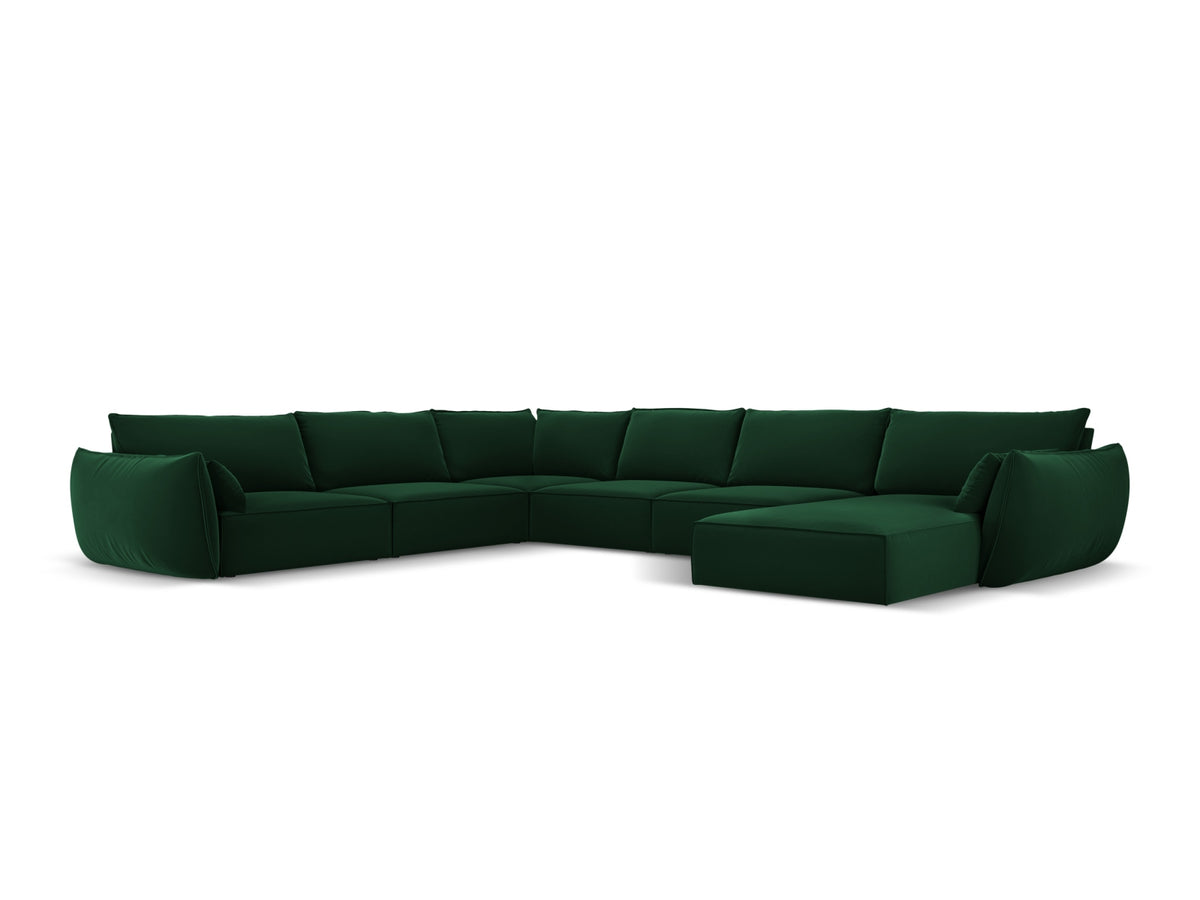 Kaelle Velour Panoramic Ecksofa links 8 Sitzer in Bottle Green-Bluvel präsentiert im Onlineshop von KAQTU Design AG. Ecksofa links ist von Micadoni