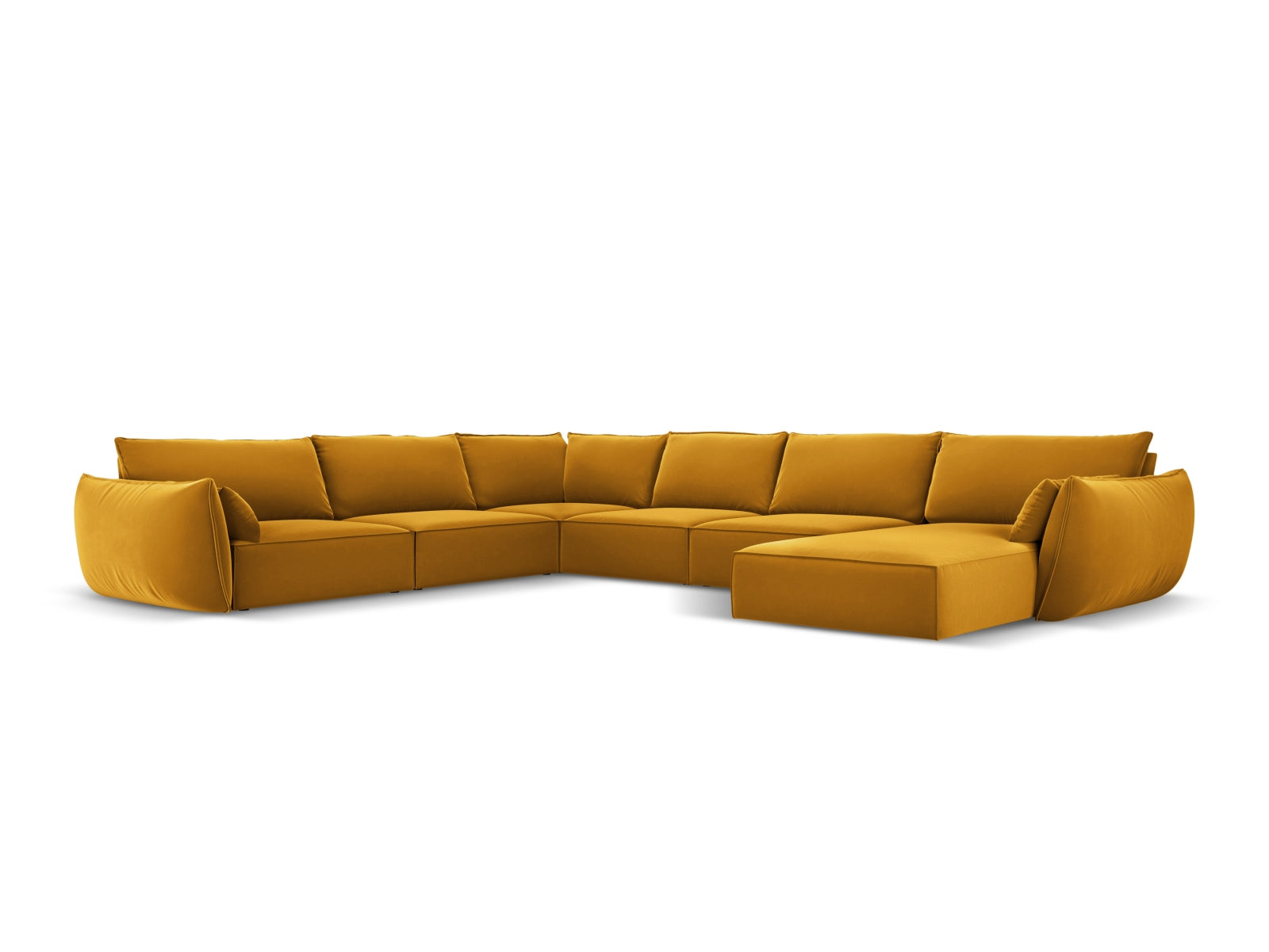 Kaelle Velour Panoramic Ecksofa links 8 Sitzer in Yellow präsentiert im Onlineshop von KAQTU Design AG. Ecksofa links ist von Micadoni