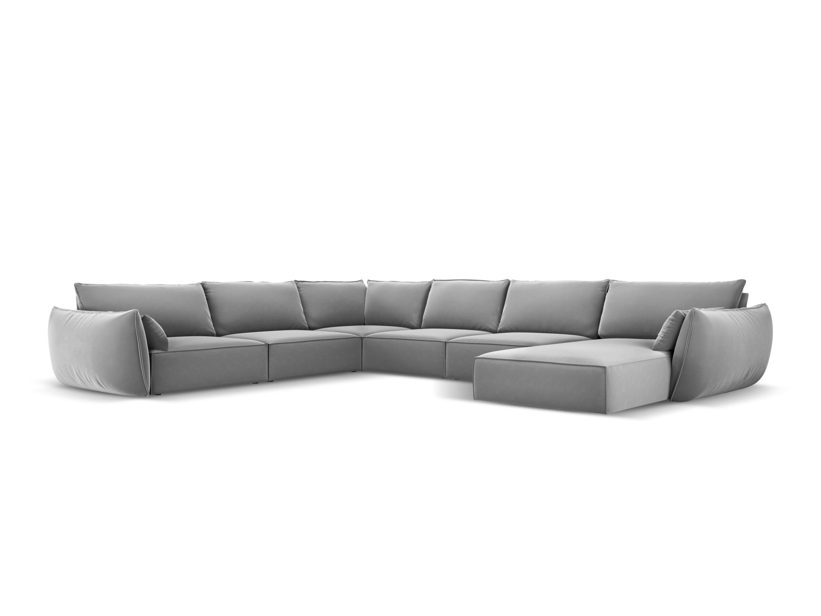 Kaelle Velour Panoramic Ecksofa links 8 Sitzer in Grey präsentiert im Onlineshop von KAQTU Design AG. Ecksofa links ist von Micadoni