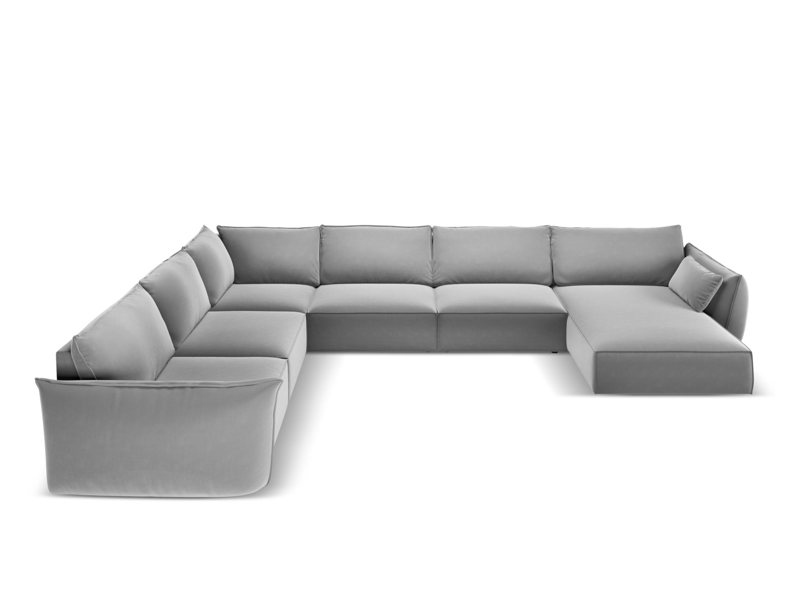 Luxuriöses 8-Sitzer Kaelle Velour Panoramic Ecksofa links von Micadoni. Elegantes Design, hoher Komfort und pflegeleichter Veloursstoff.