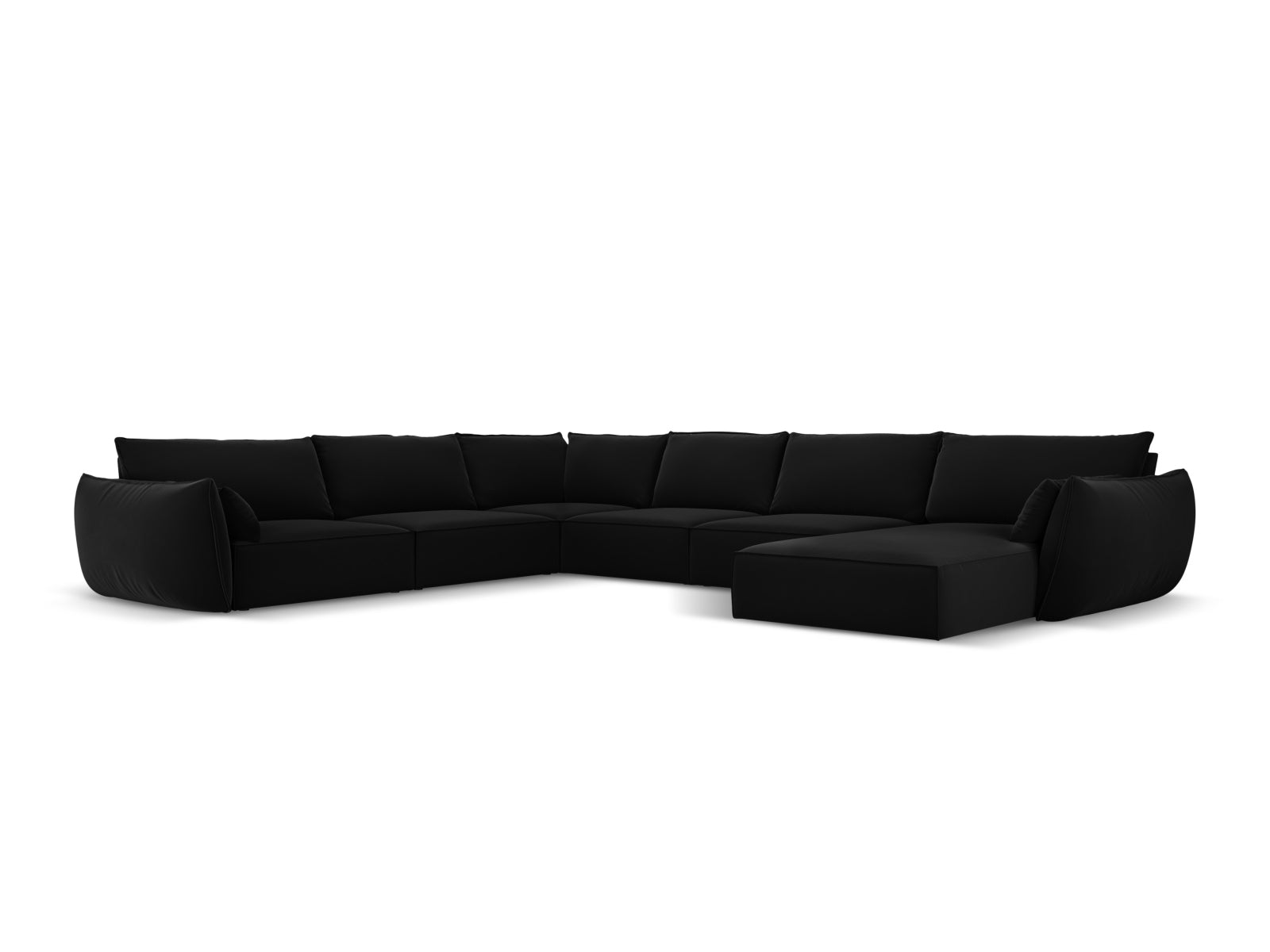 Kaelle Velour Panoramic Ecksofa links 8 Sitzer in Black präsentiert im Onlineshop von KAQTU Design AG. Ecksofa links ist von Micadoni