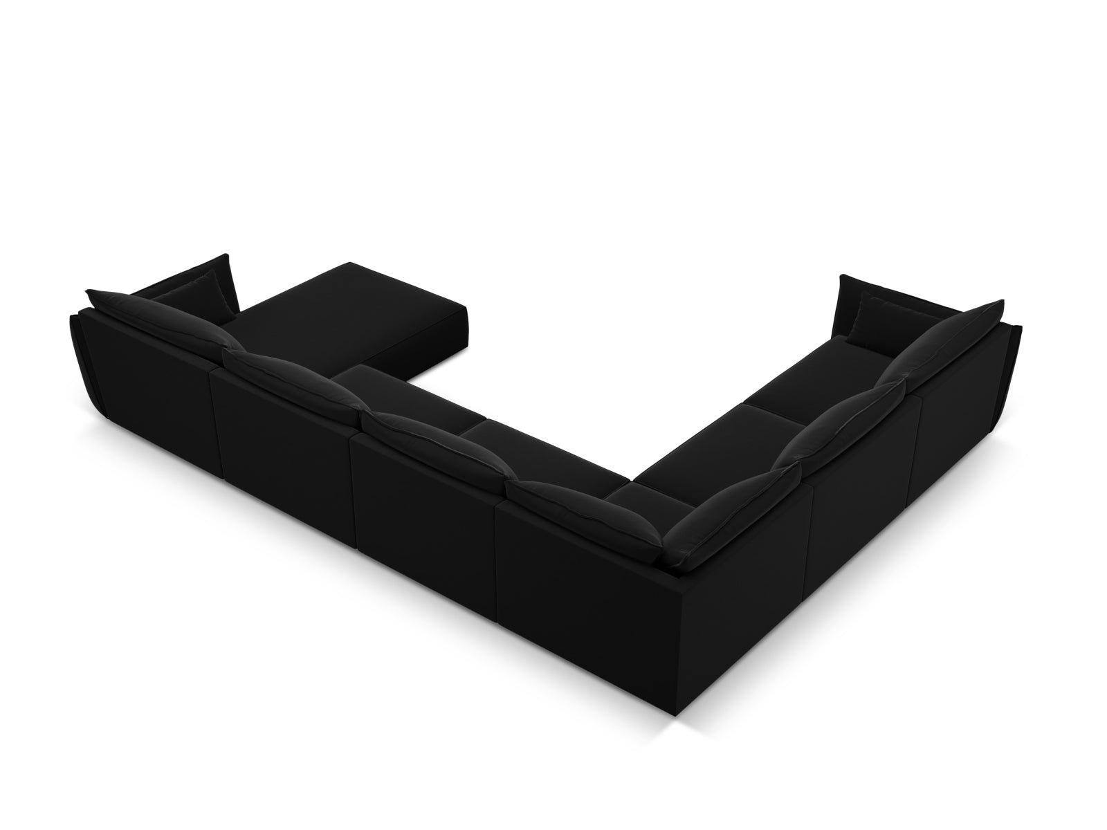 Kaelle Velour Panoramic Ecksofa links 8 Sitzer in Black-Bluvel präsentiert im Onlineshop von KAQTU Design AG. Ecksofa links ist von Micadoni
