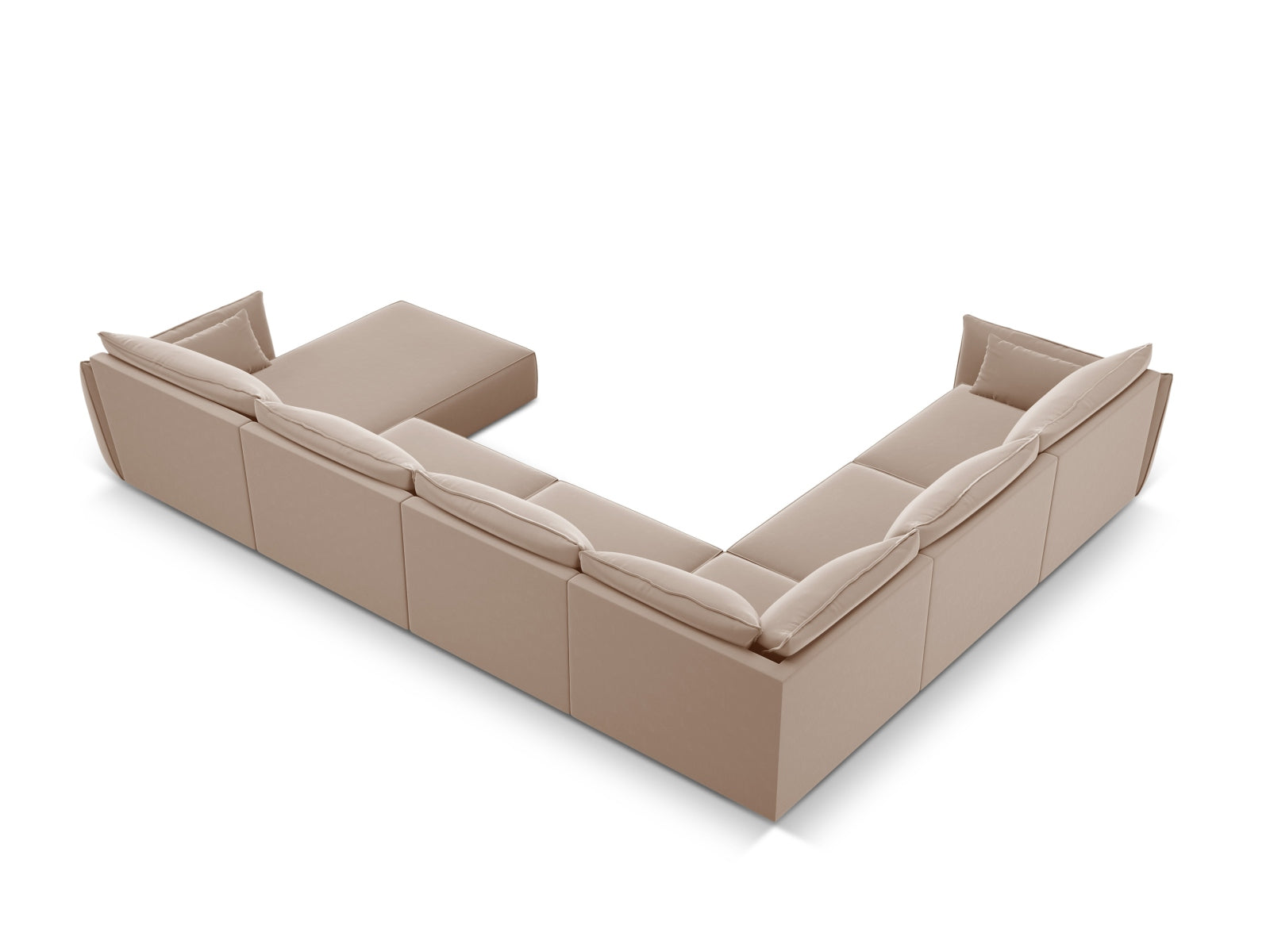 Entdecken Sie das stilvolle Kaelle Velour Panoramic Ecksofa links von Micadoni – ein 8-Sitzer für höchsten Komfort und elegantes Wohnen.