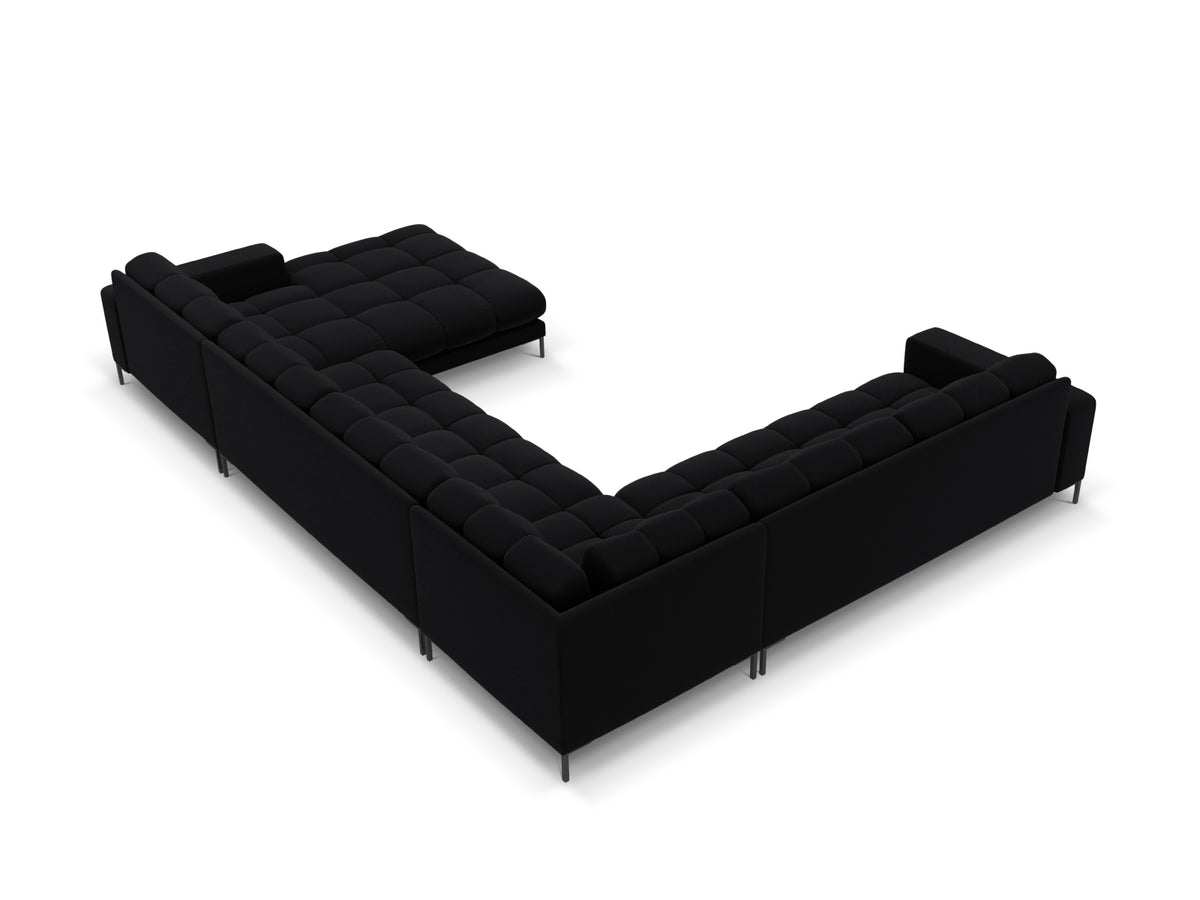 Mamaia Velour Panoramic Ecksofa links 7 Sitzer in Black/Schwarz-Bluvel präsentiert im Onlineshop von KAQTU Design AG. Ecksofa links ist von Micadoni
