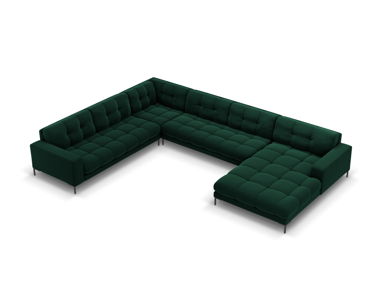 Mamaia Velour Panoramic Ecksofa links 7 Sitzer in Bottle Green/Schwarz präsentiert im Onlineshop von KAQTU Design AG. Ecksofa links ist von Micadoni