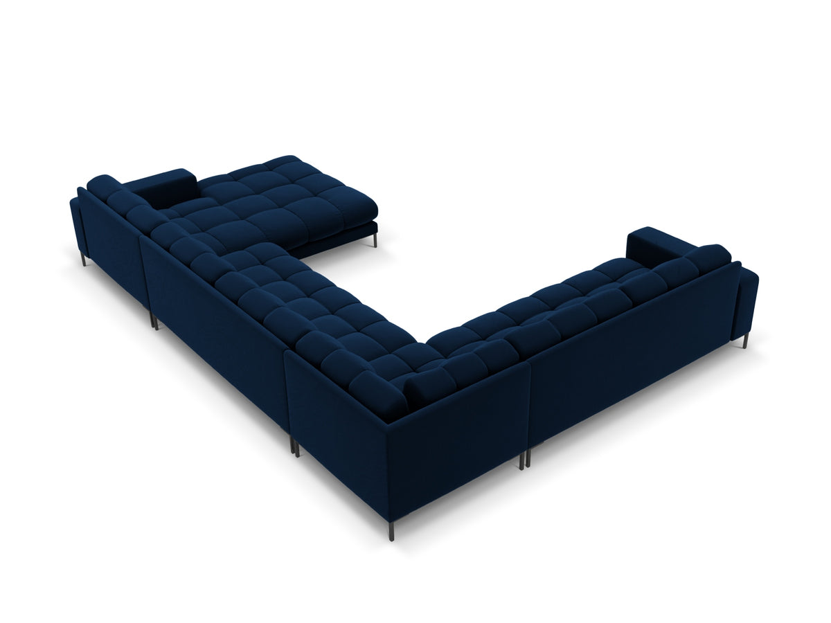 Mamaia Velour Panoramic Ecksofa links 7 Sitzer in Royal Blue/Schwarz-Bluvel präsentiert im Onlineshop von KAQTU Design AG. Ecksofa links ist von Micadoni