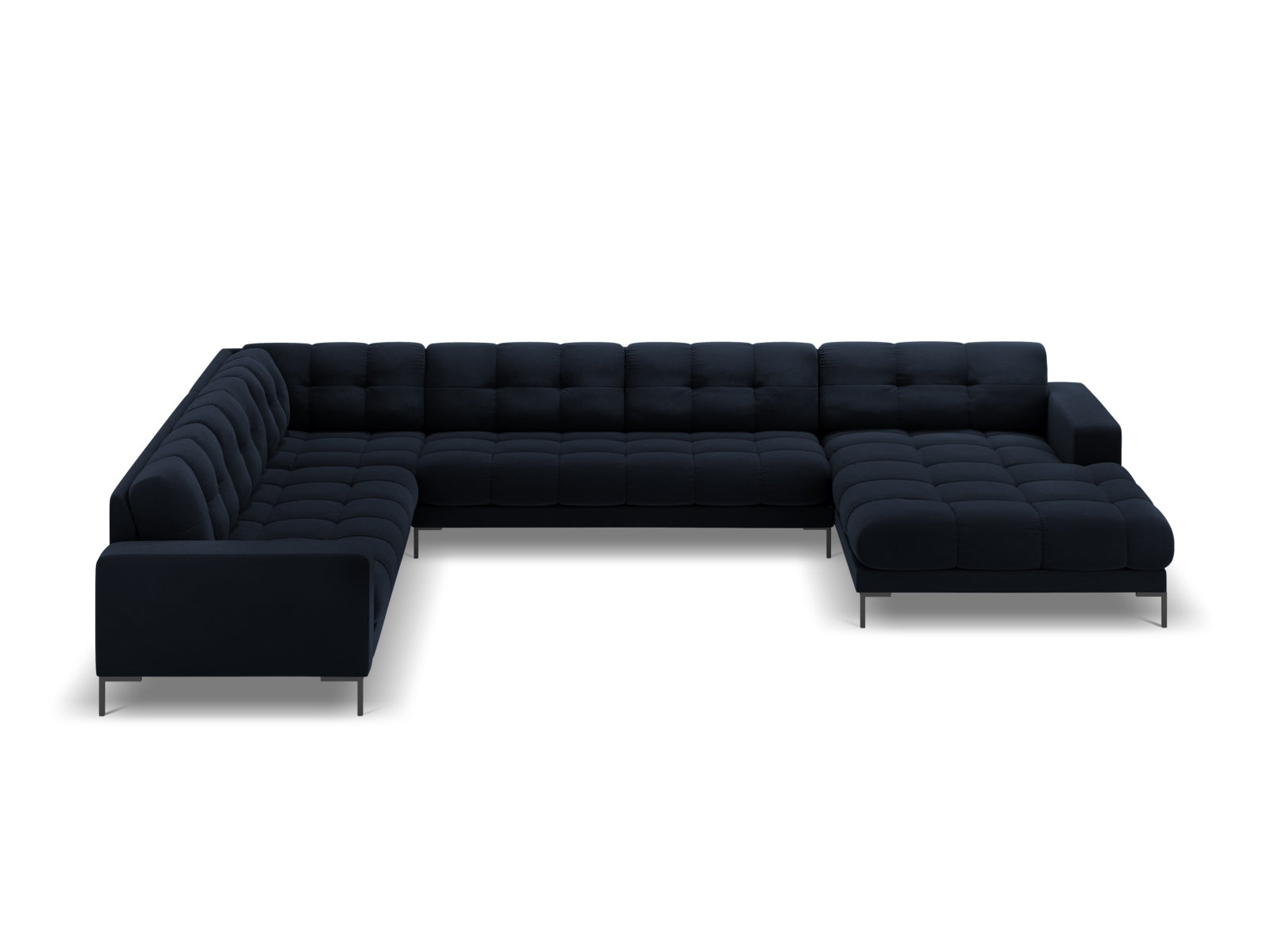 Erleben Sie das Mamaia Velour Panoramic Ecksofa links von Micadoni – ein luxuriöses 7-Sitzer Sofa, das modernen Komfort und elegantes Design vereint.