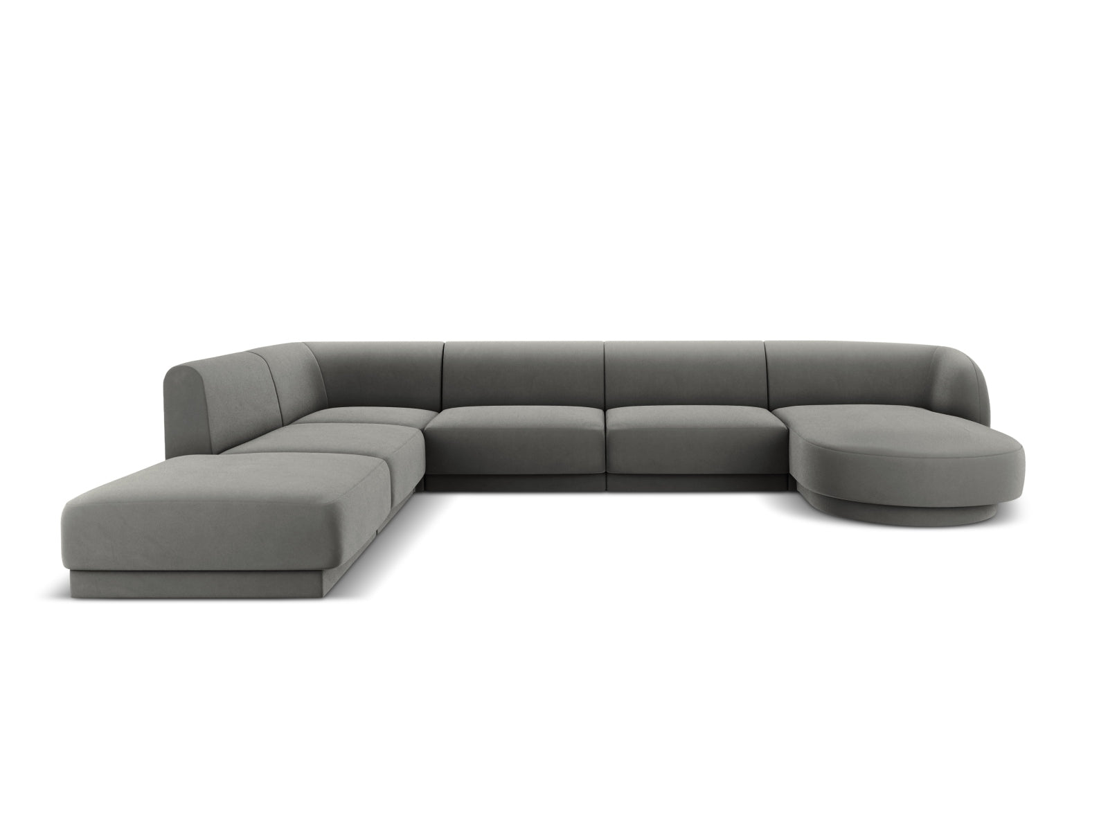 Miley Velour Panoramic Ecksofa links 6 Sitzer in Light Grey-Bluvel präsentiert im Onlineshop von KAQTU Design AG. Ecksofa links ist von Micadoni