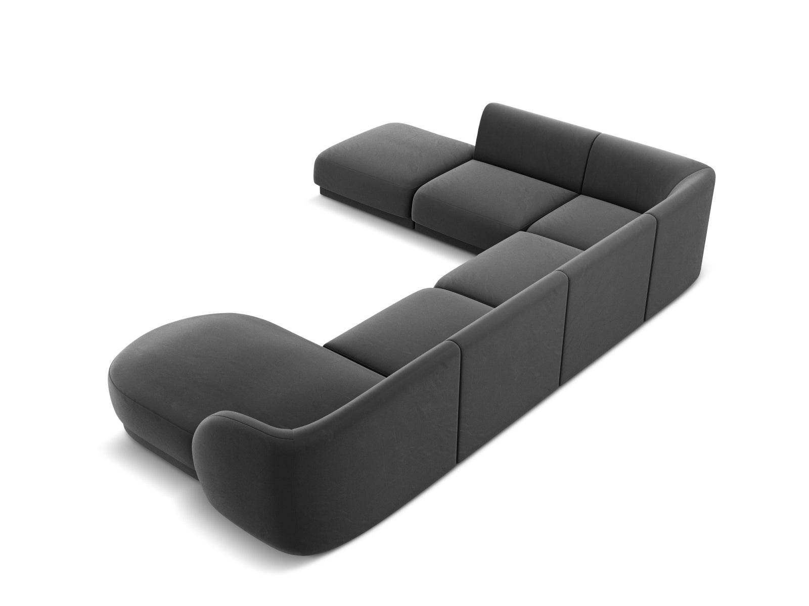 Miley Velour Panoramic Ecksofa links 6 Sitzer in Grey-Bluvel präsentiert im Onlineshop von KAQTU Design AG. Ecksofa links ist von Micadoni