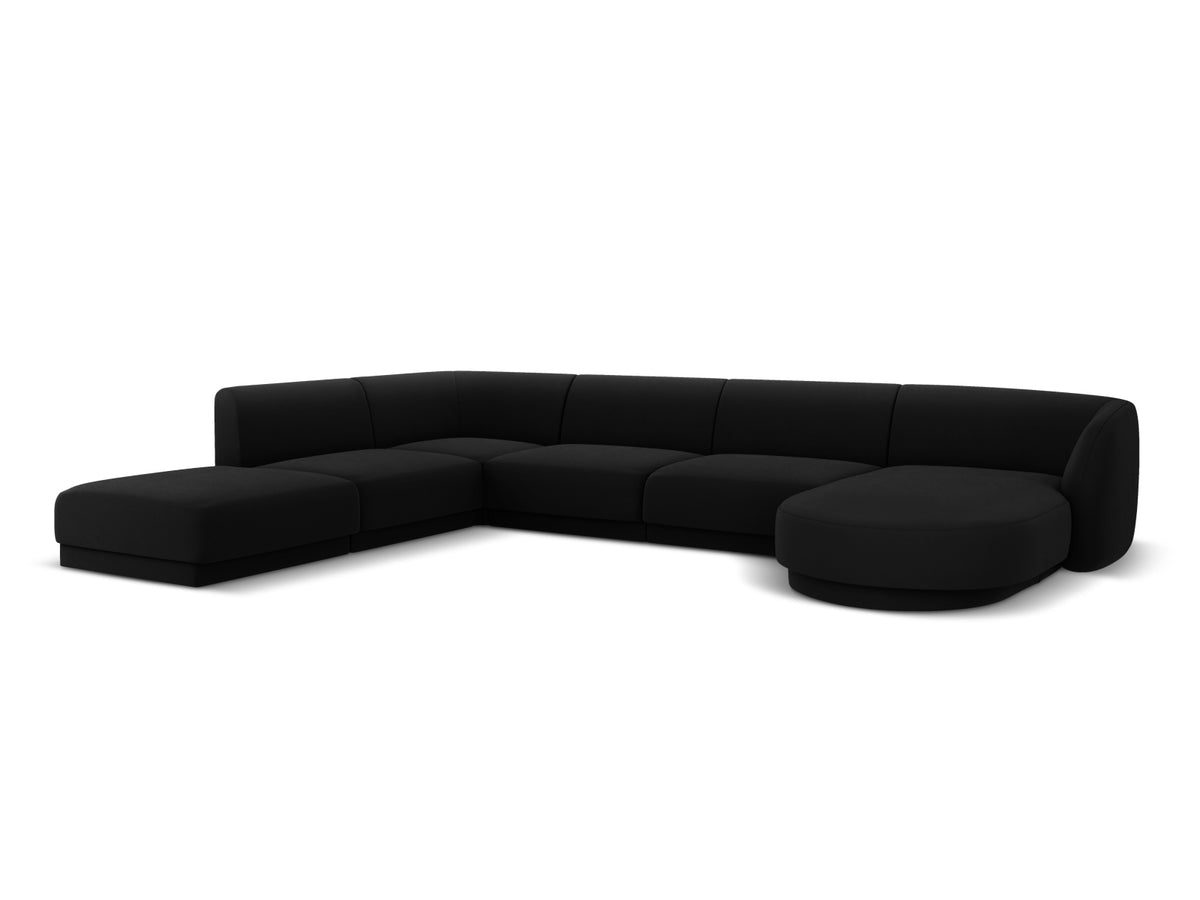 Miley Velour Panoramic Ecksofa links 6 Sitzer in Black-Bluvel präsentiert im Onlineshop von KAQTU Design AG. Ecksofa links ist von Micadoni