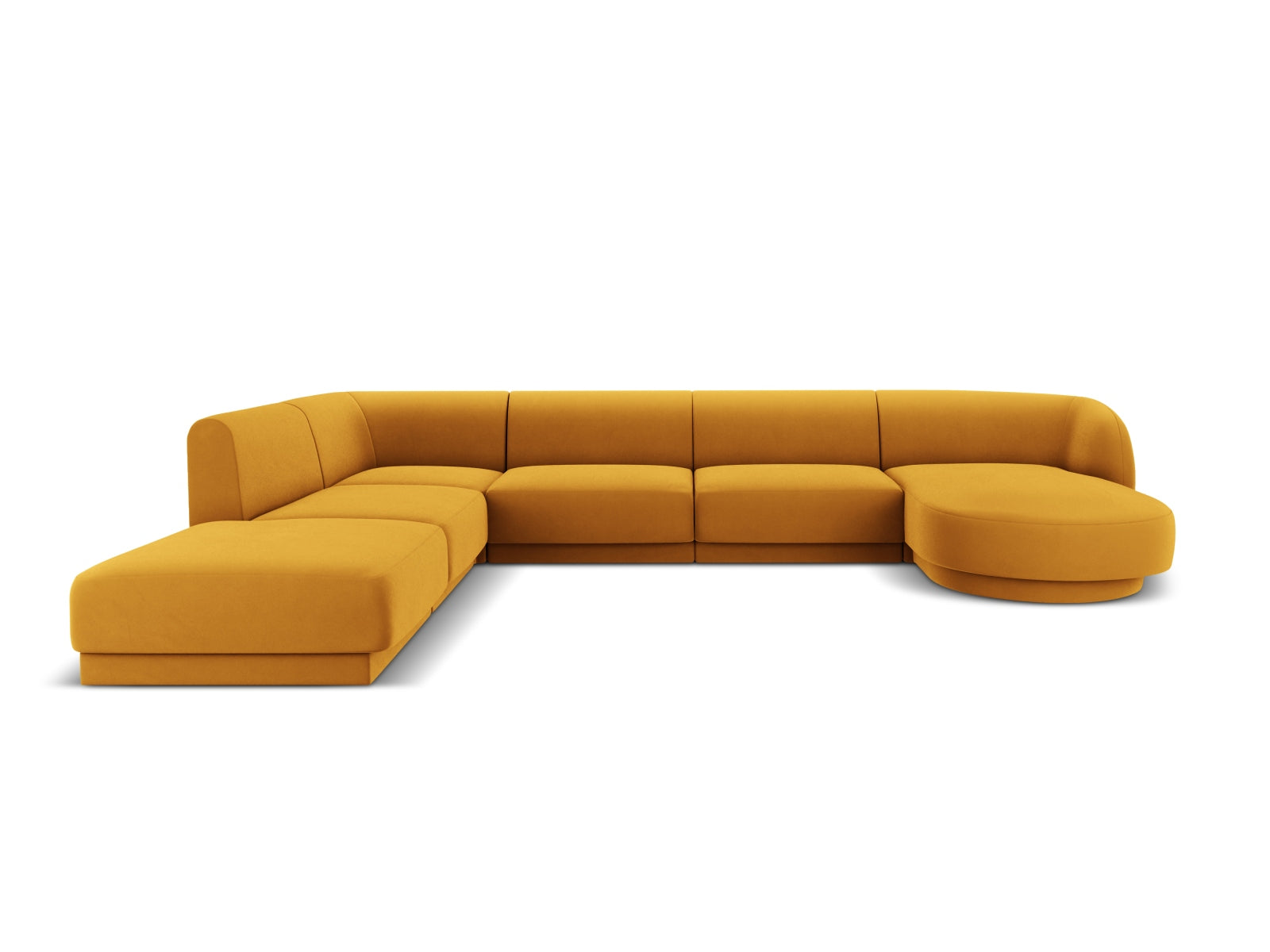 Miley Velour Panoramic Ecksofa links 6 Sitzer in Yellow präsentiert im Onlineshop von KAQTU Design AG. Ecksofa links ist von Micadoni