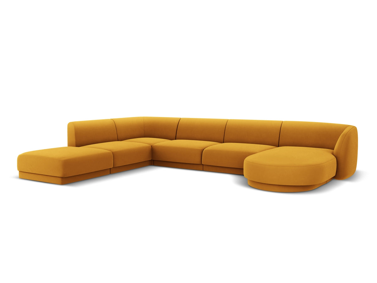Miley Velour Panoramic Ecksofa links 6 Sitzer in Yellow-Bluvel präsentiert im Onlineshop von KAQTU Design AG. Ecksofa links ist von Micadoni