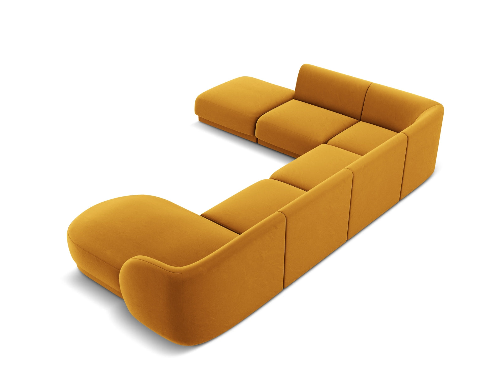 Miley Velour Panoramic Ecksofa links 6 Sitzer in Yellow-Bluvel präsentiert im Onlineshop von KAQTU Design AG. Ecksofa links ist von Micadoni