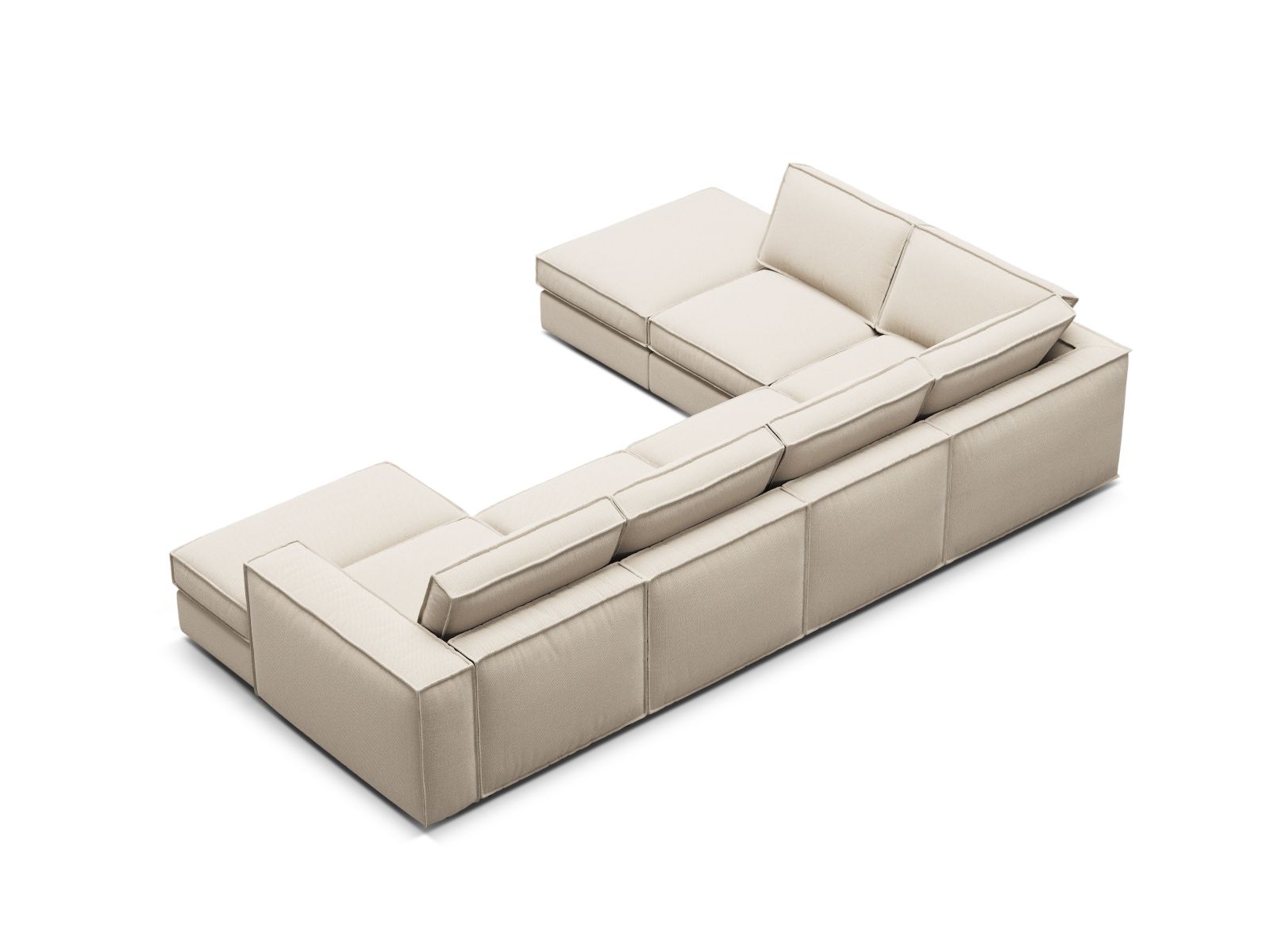 Beige 5-Sitzer Ecksofa Panoramic links von Micadoni, modernes und elegantes Möbelstück für gemütliche Stunden im Wohnzimmer.