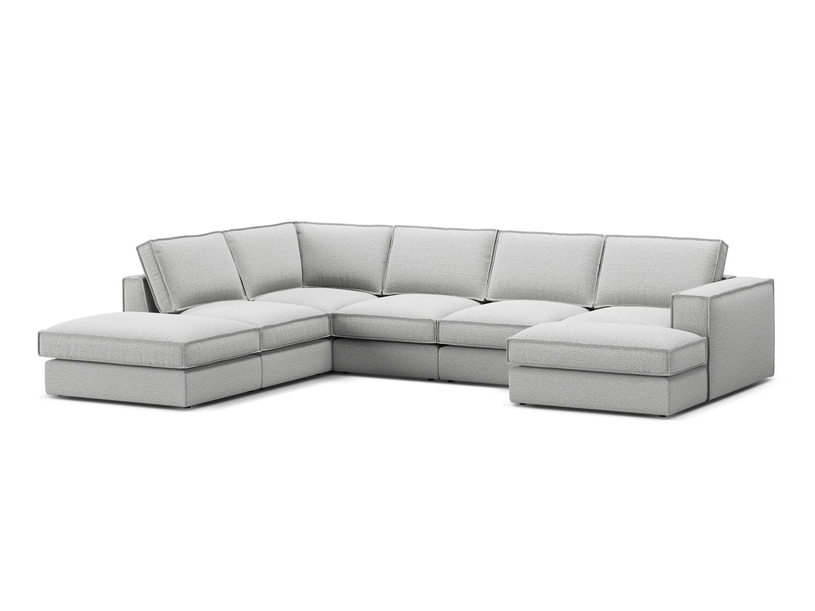 Stylisches 5-Sitzer Ecksofa Panoramic links in hellem Grau von Micadoni, ideal für moderne Wohnräume und gemütliche Abende.