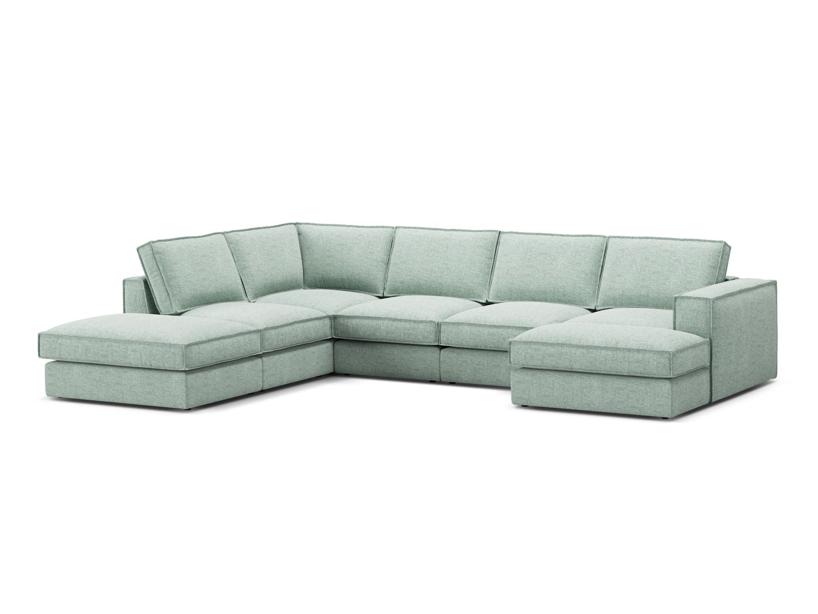 Stylisches 5-Sitzer Ecksofa Panoramic links in Mint-Babel von Micadoni, ideal für moderne Wohnräume und gemütliche Abende.