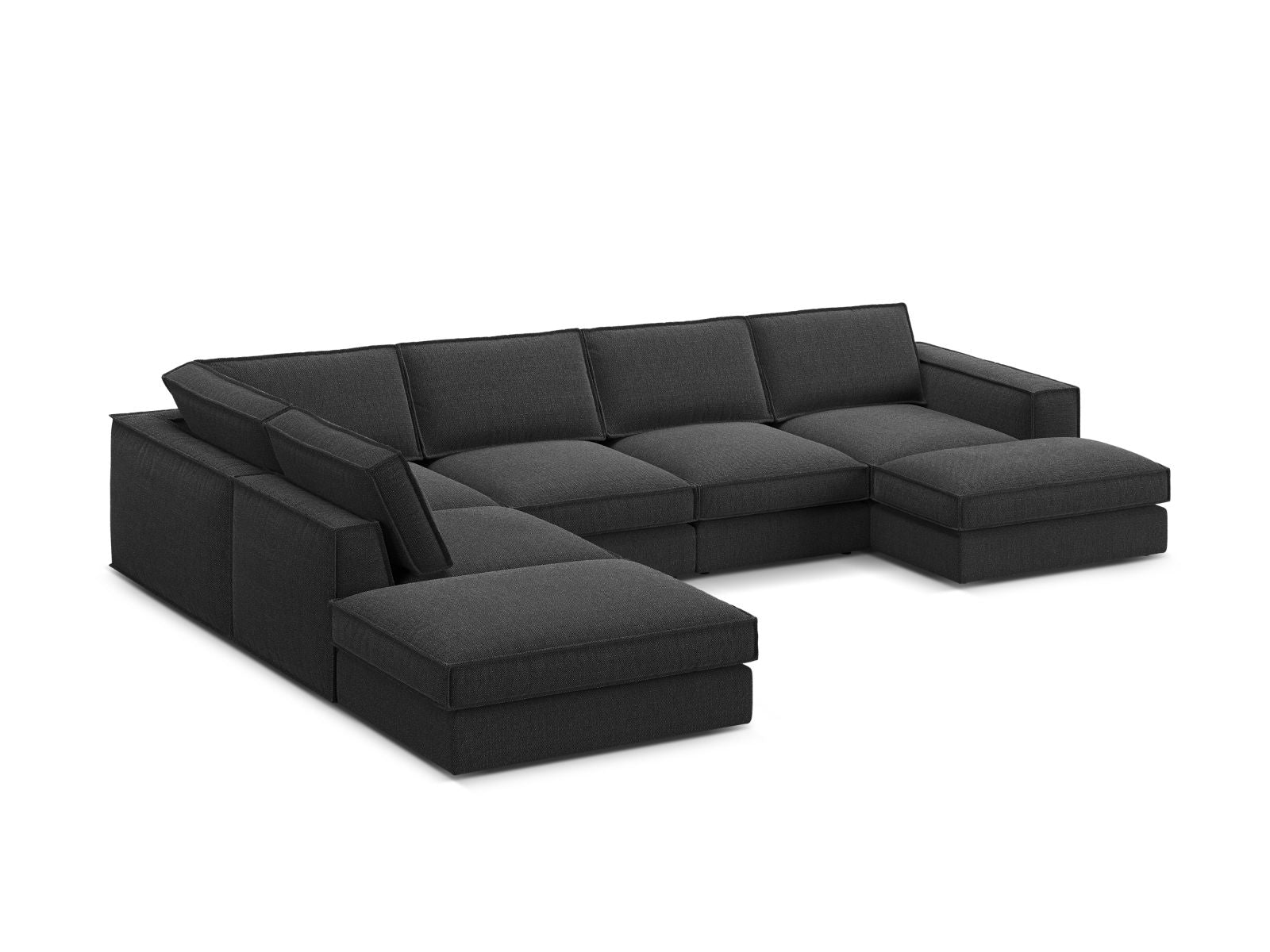 Elegantes 5-Sitzer Ecksofa Panoramic links in stilvollem Schwarz, ideal für moderne Wohnräume, gefertigt von Micadoni.